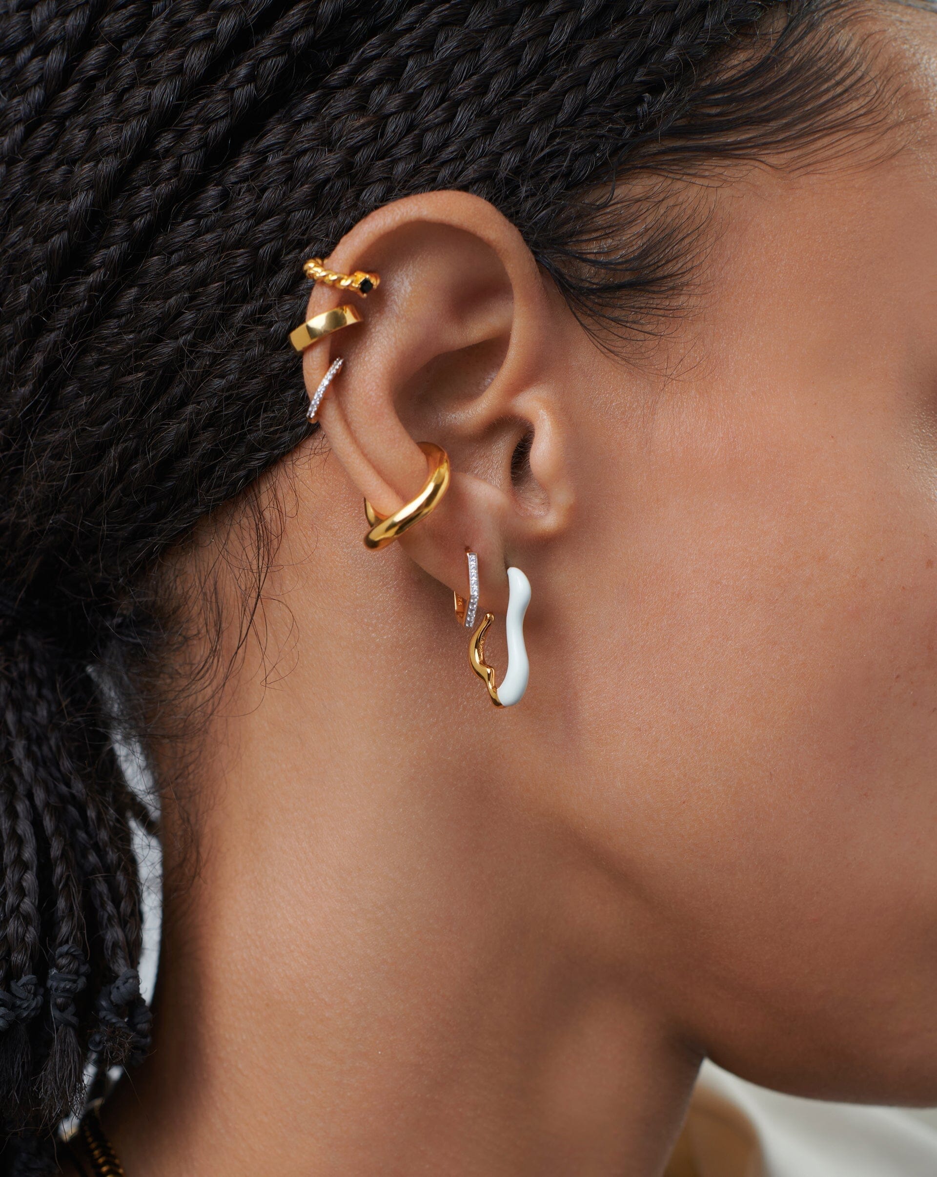 Squiggle Curve Two Tone Enamel Small Hoop Earrings | Missoma