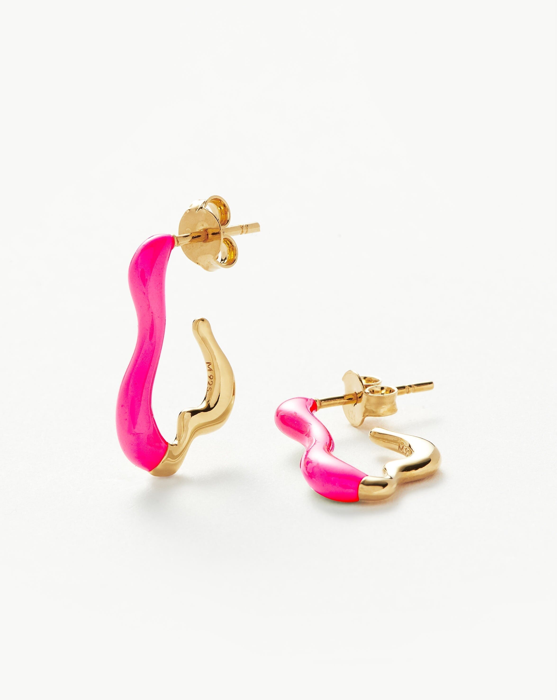 Squiggle Curve Two Tone Enamel Small Hoop Earrings Earrings Missoma 