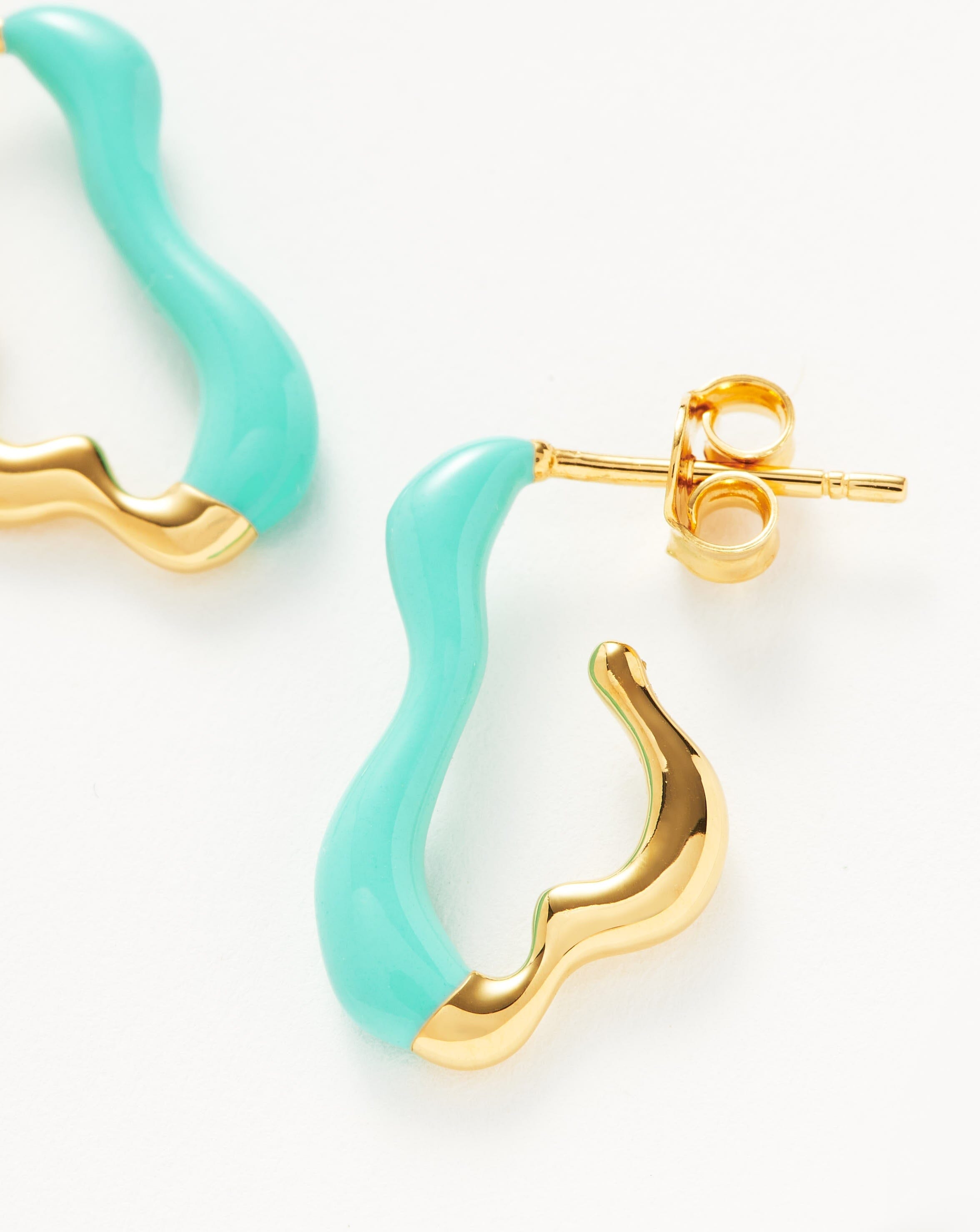 Squiggle Curve Two Tone Enamel Small Hoop Earrings Earrings Missoma 