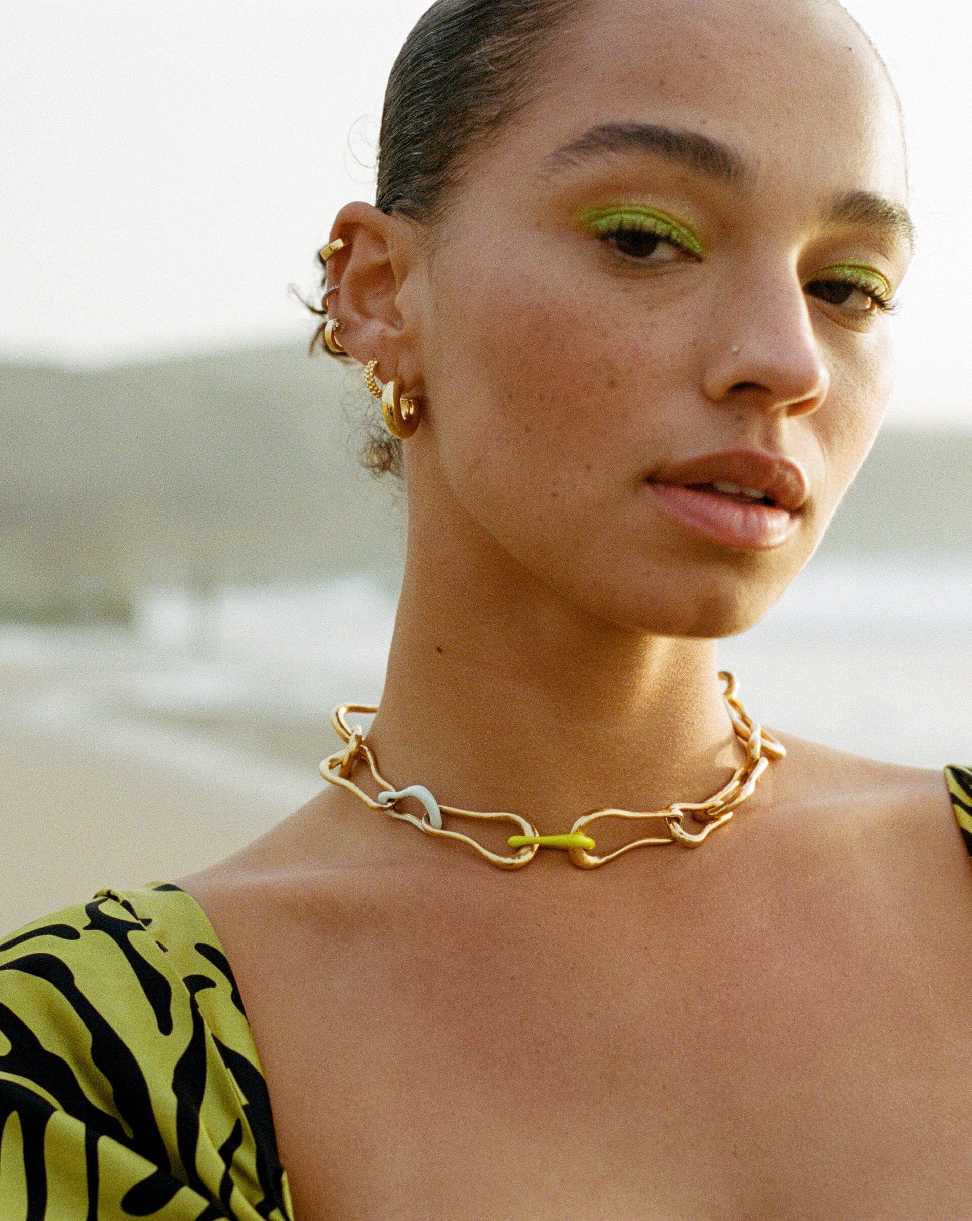 Squiggle Enamel Chunky Chain Choker Necklaces Missoma 