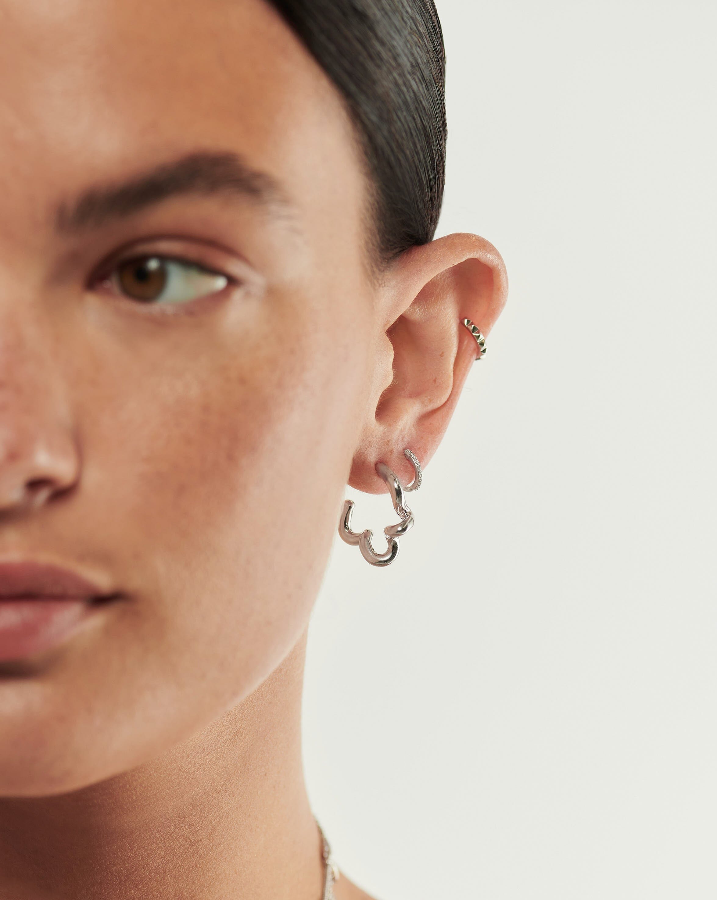 Squiggle Medium Hoop Earrings | Sterling Silver Earrings Missoma 