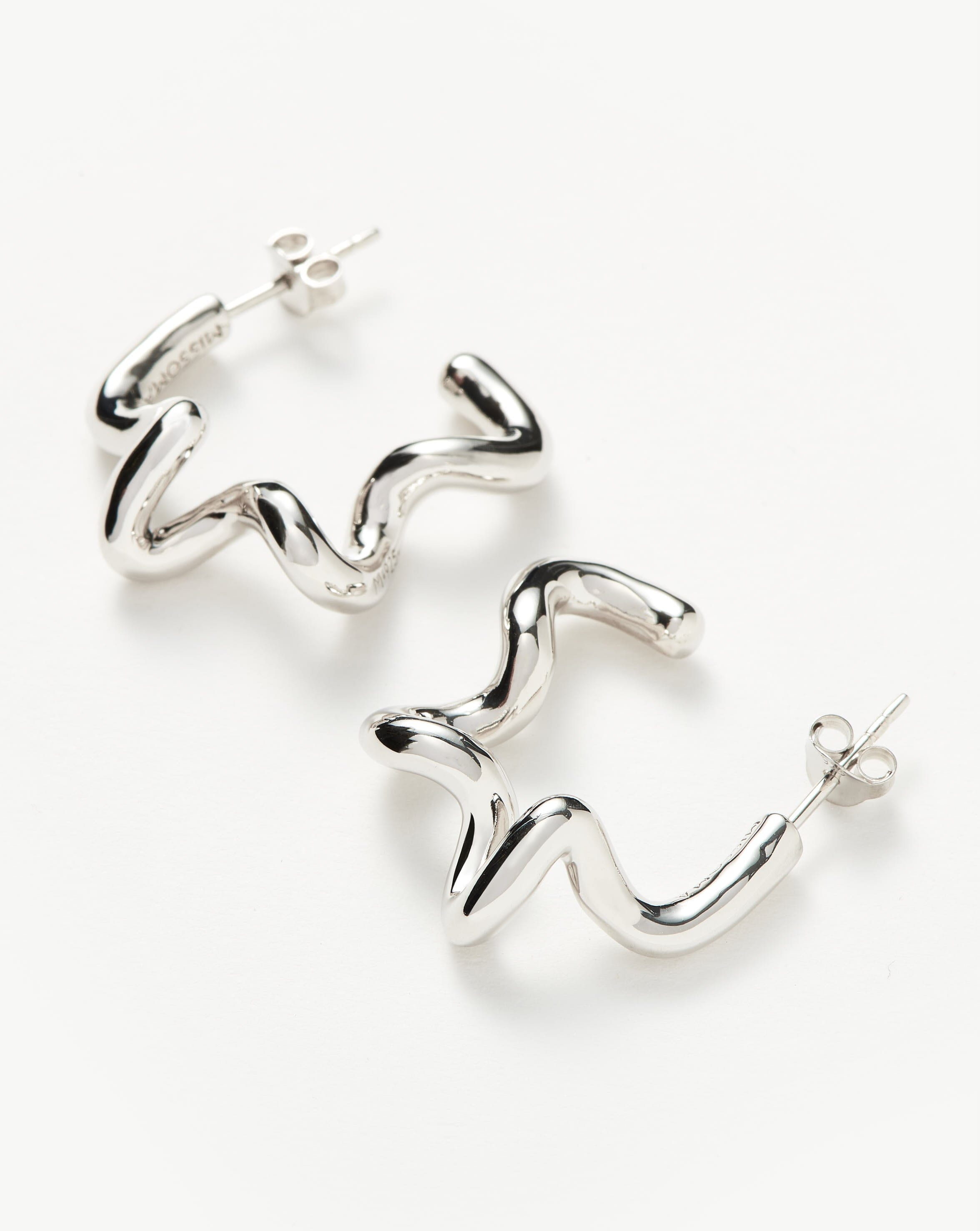 Squiggle Medium Hoop Earrings | Sterling Silver Earrings Missoma 