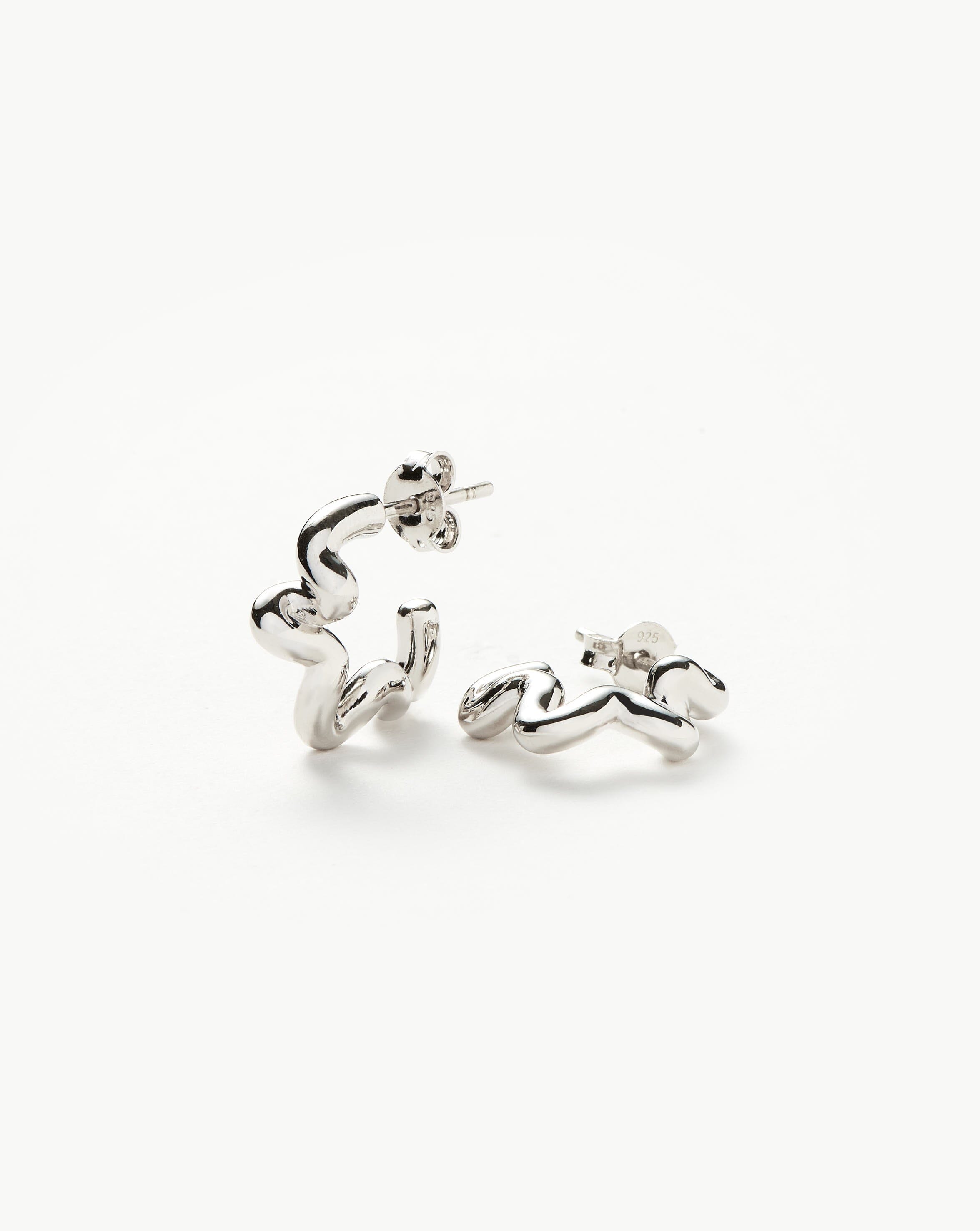 Squiggle Mini Hoop Earrings | Sterling Silver Earrings Missoma Sterling Silver 