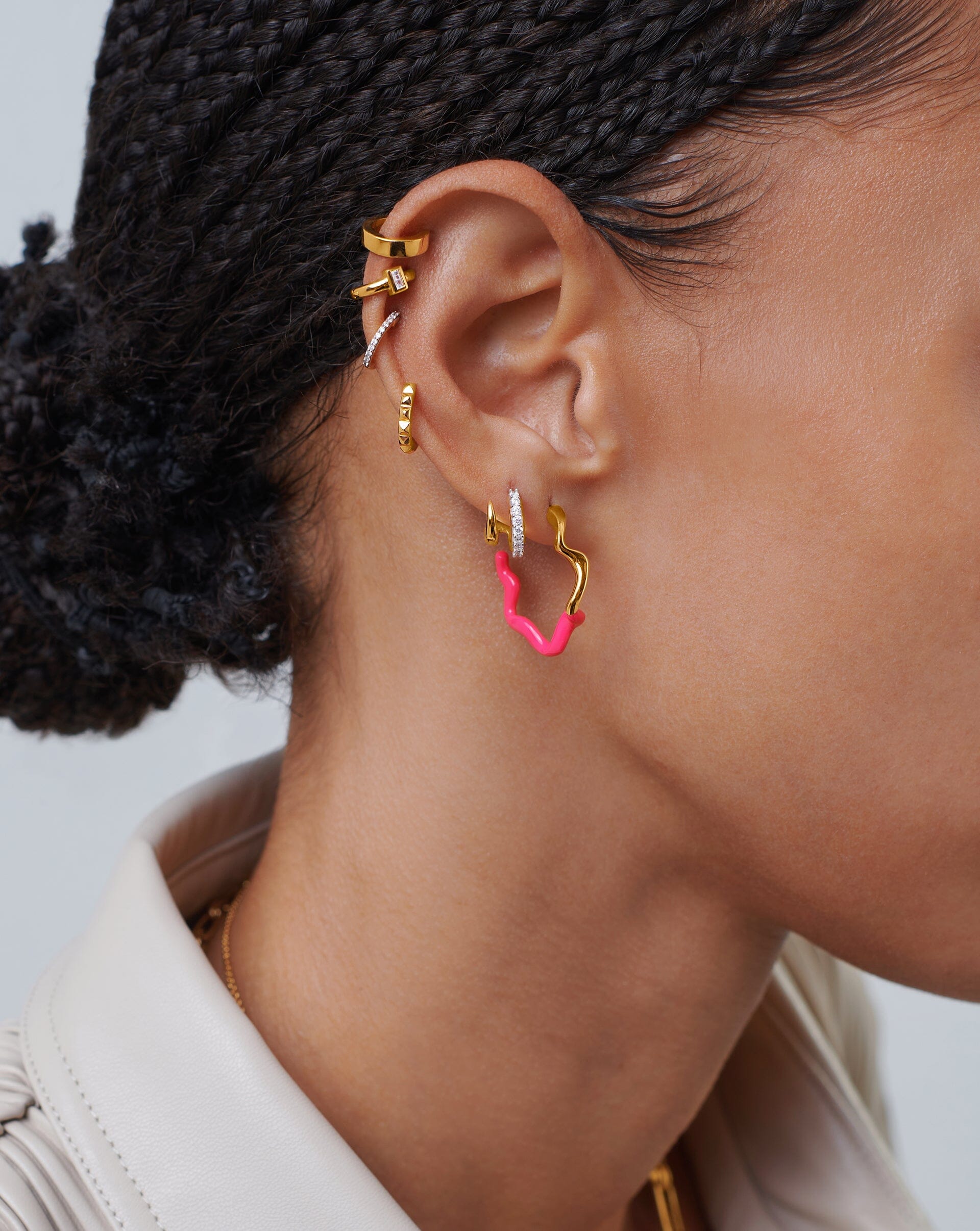 Squiggle Two Tone Enamel Medium Hoop Earrings Earrings Missoma 
