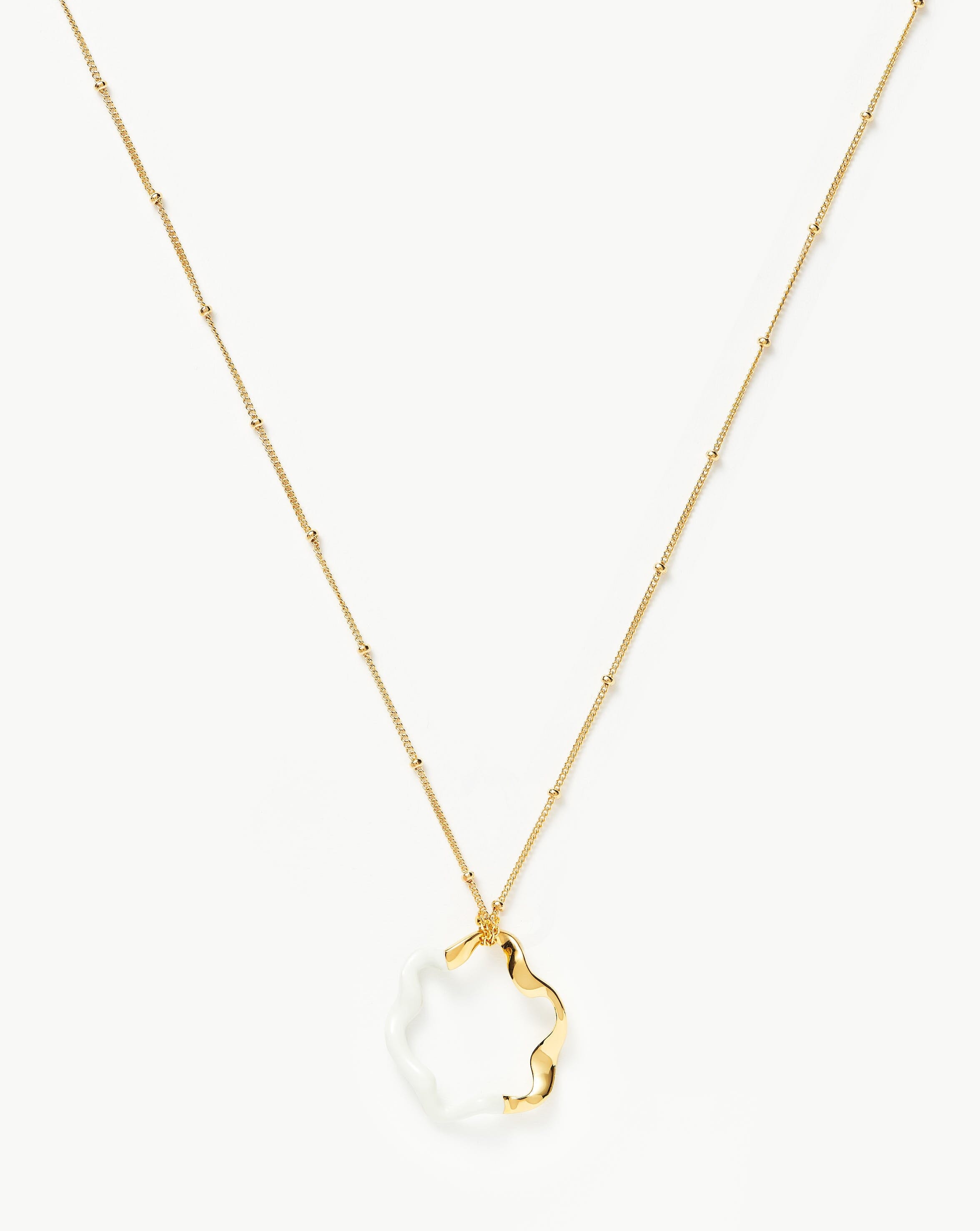 Squiggle Two Tone Enamel Pendant Necklace | 18ct Gold Plated Vermeil/Bright White Necklaces Missoma 
