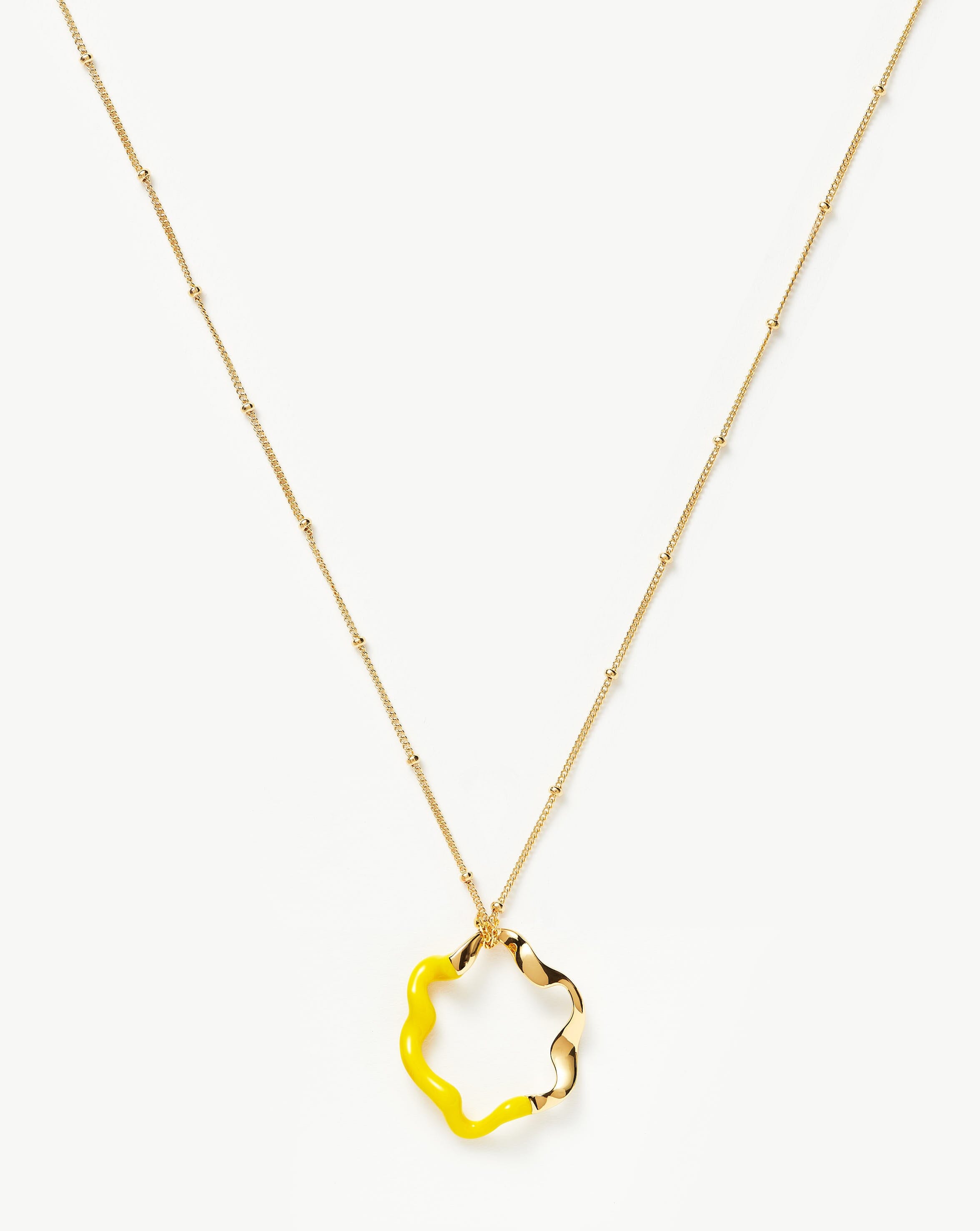 Squiggle Two Tone Enamel Pendant Necklace | 18ct Gold Plated Vermeil/Lemon Yellow Necklaces Missoma 
