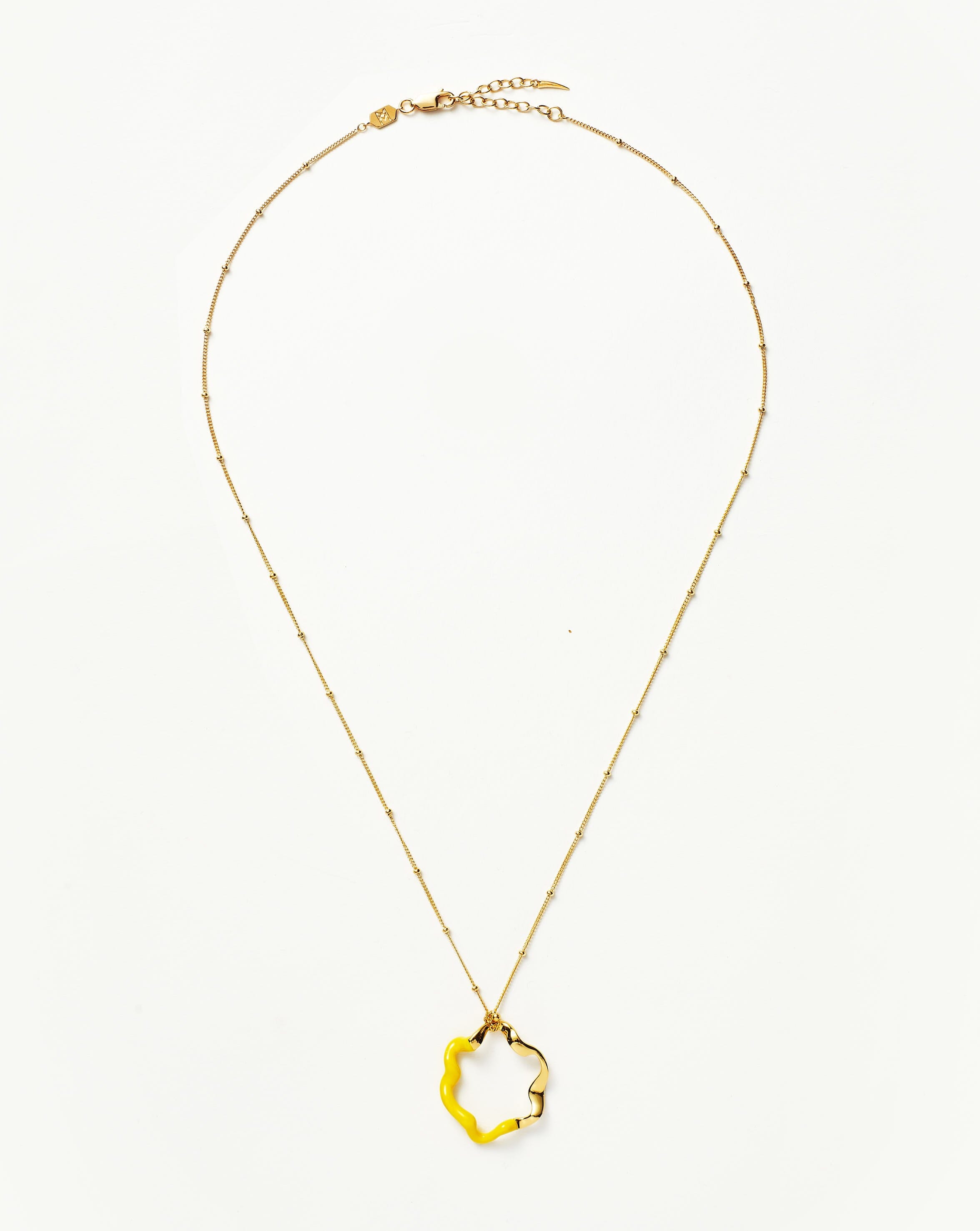 Squiggle Two Tone Enamel Pendant Necklace | 18ct Gold Plated Vermeil/Lemon Yellow Necklaces Missoma 