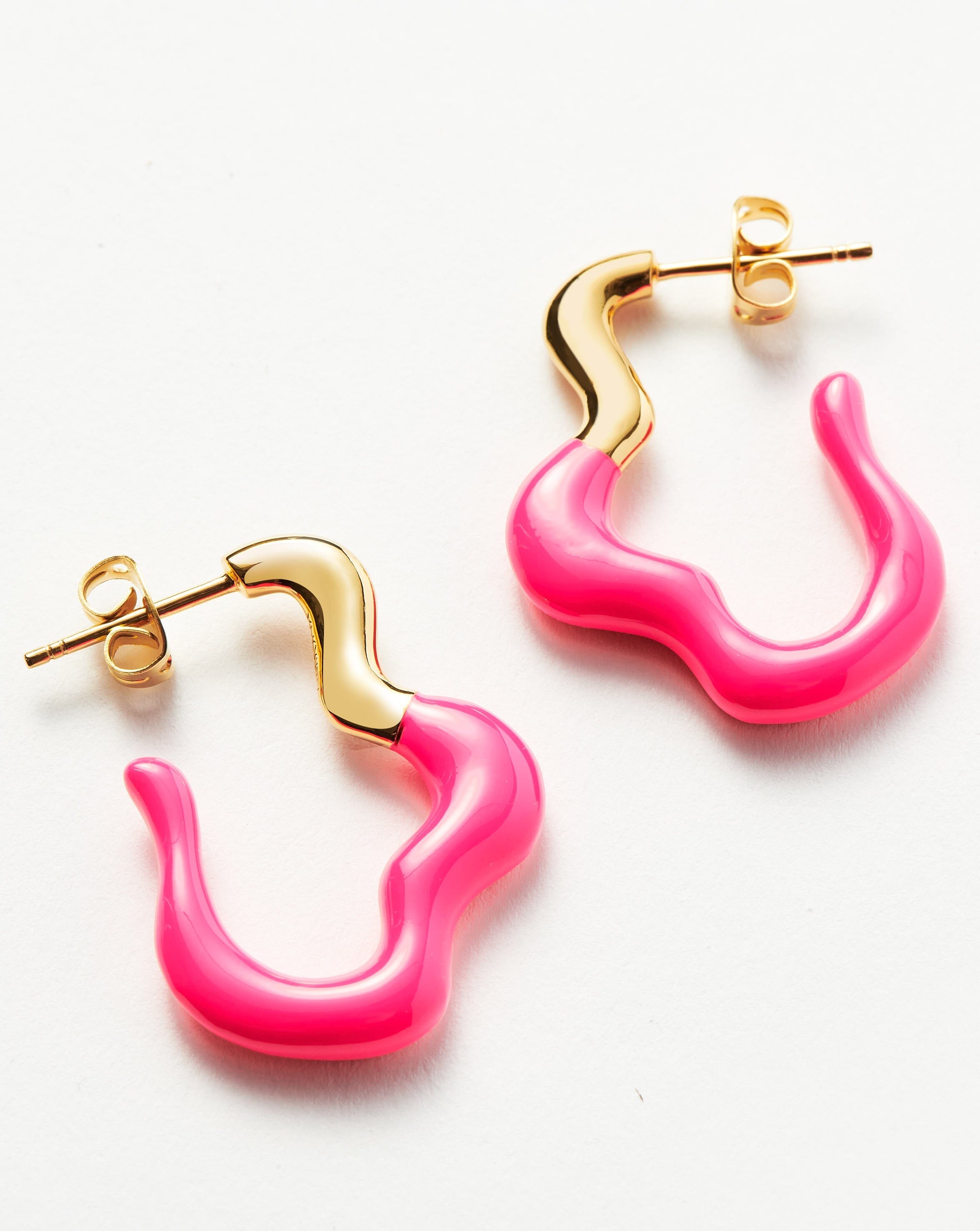 Squiggle Wavy Two Tone Enamel Medium Hoop Earrings Earrings Missoma 