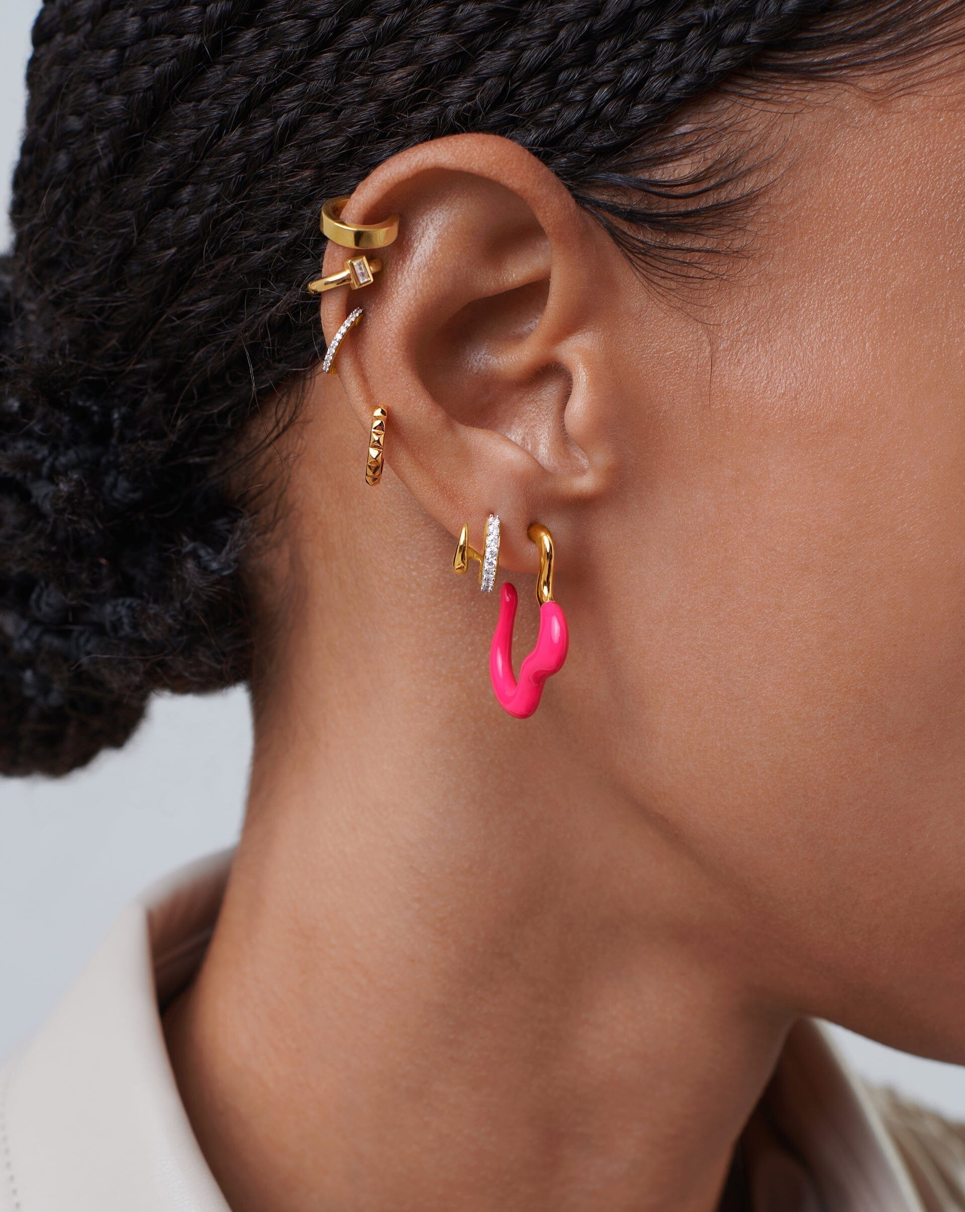 Squiggle Wavy Two Tone Enamel Medium Hoop Earrings Earrings Missoma 