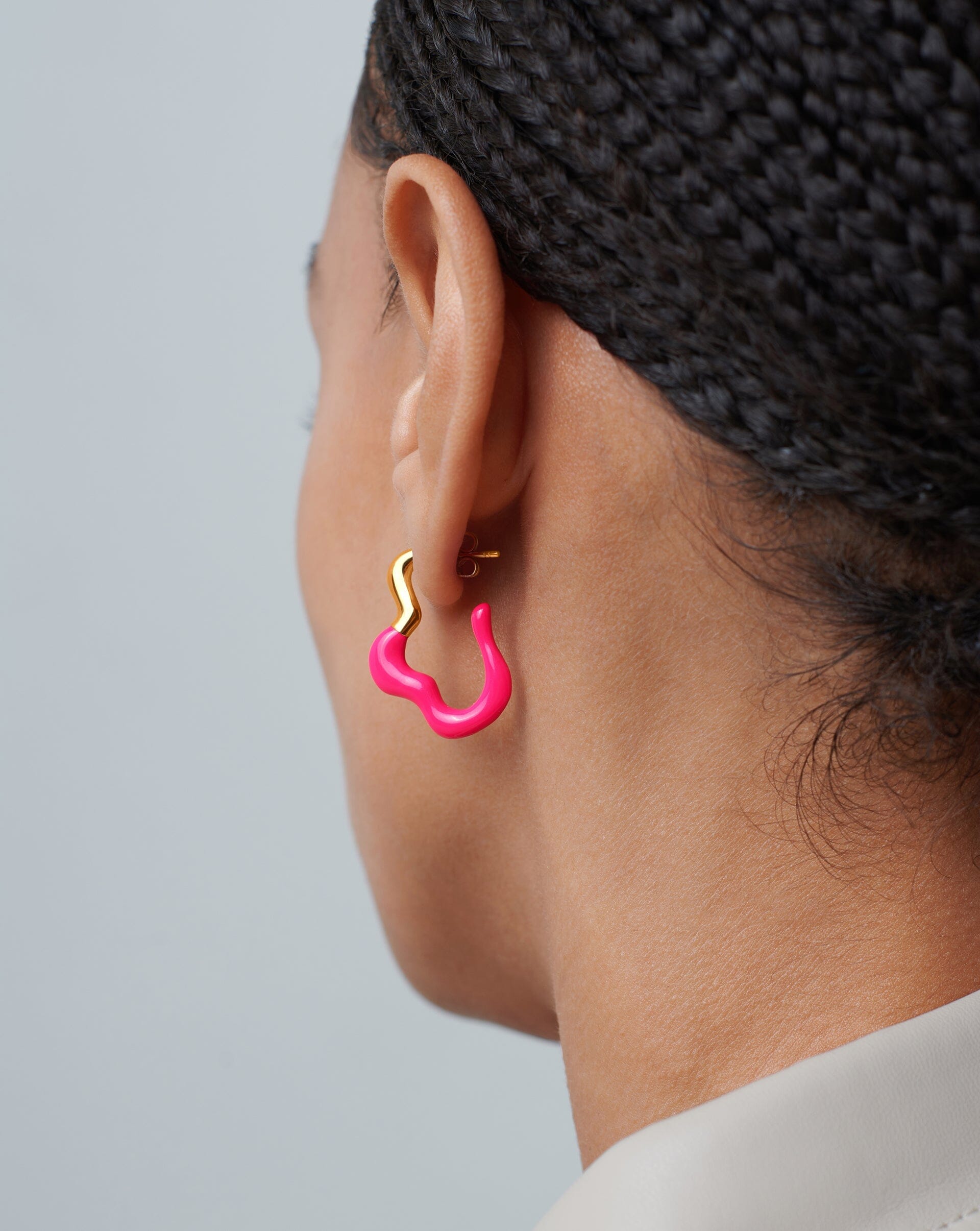 Squiggle Wavy Two Tone Enamel Medium Hoop Earrings Earrings Missoma 