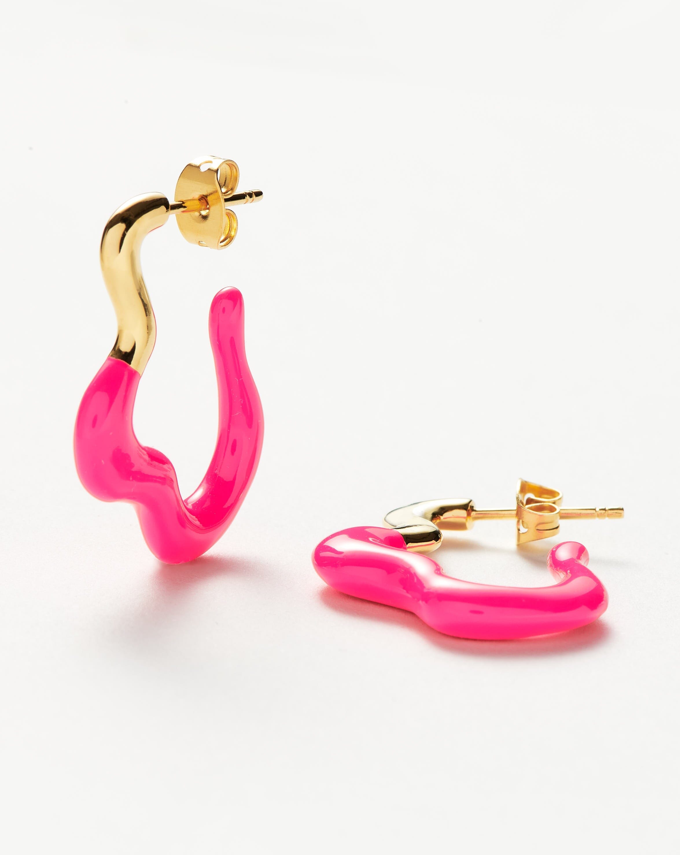 Squiggle Wavy Two Tone Enamel Medium Hoop Earrings Earrings Missoma 