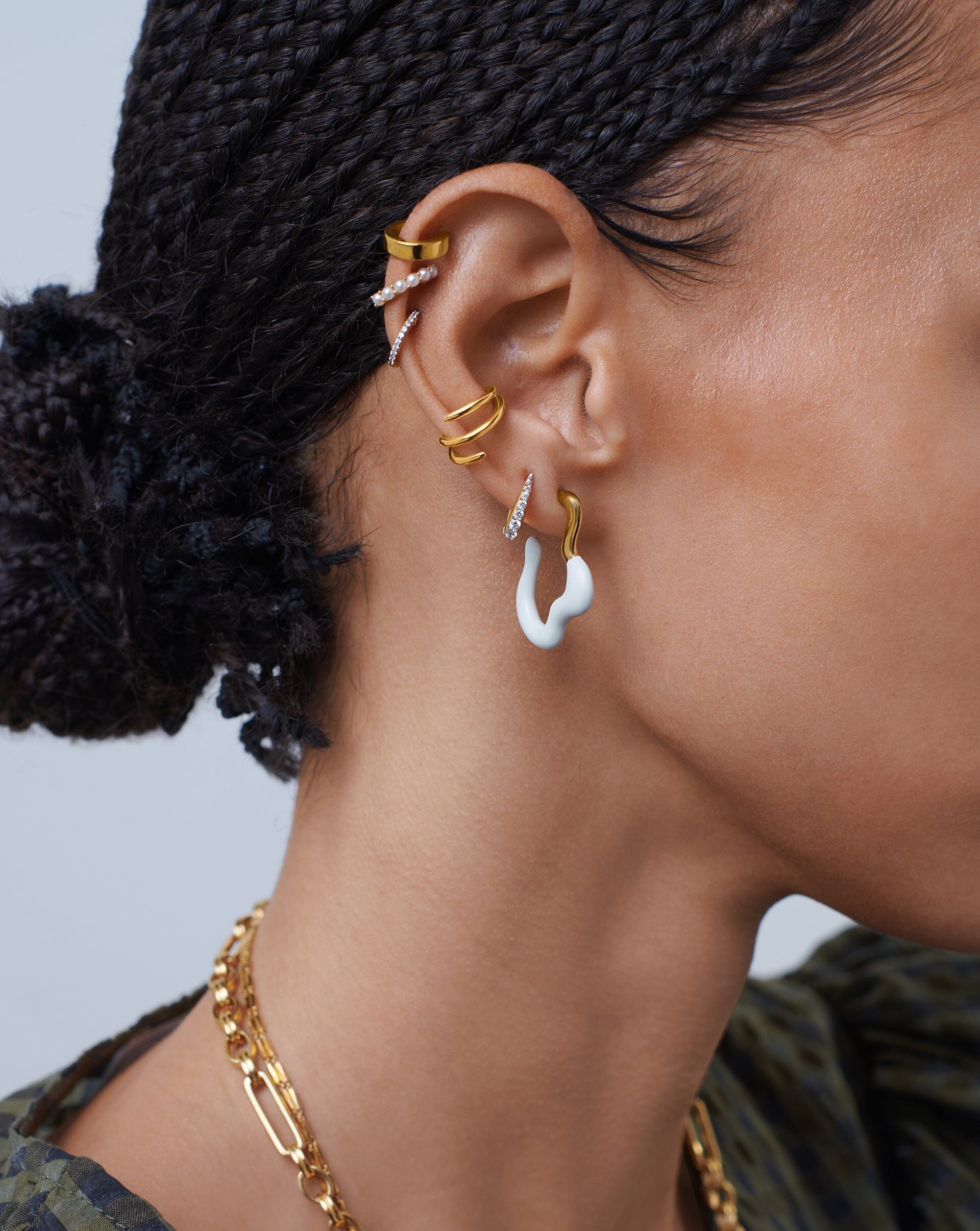 Squiggle Wavy Two Tone Enamel Medium Hoop Earrings Earrings Missoma 