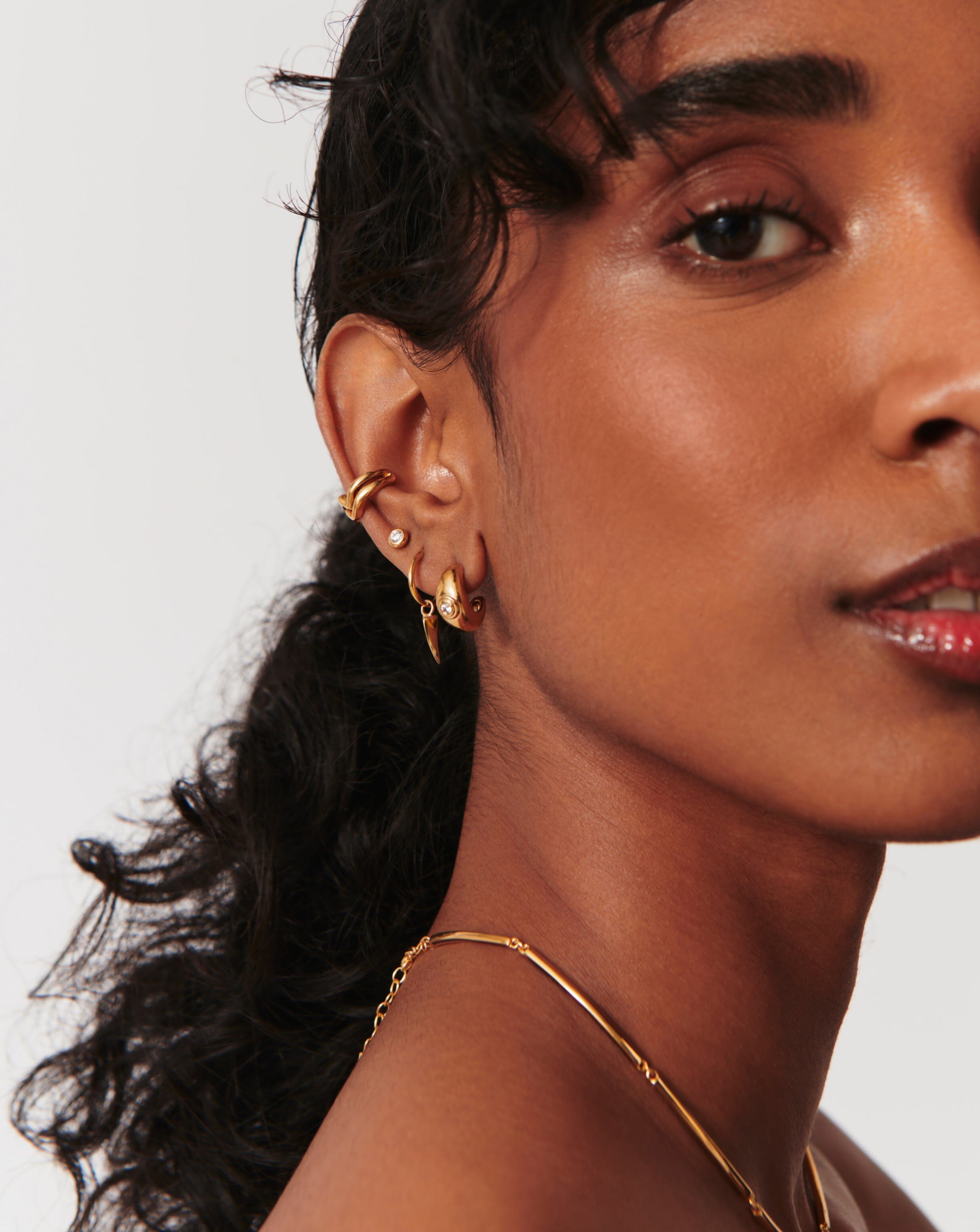 Stone Dome Mini Hoop Earrings | 18ct Gold Plated/Cubic Zirconia Earrings Missoma 