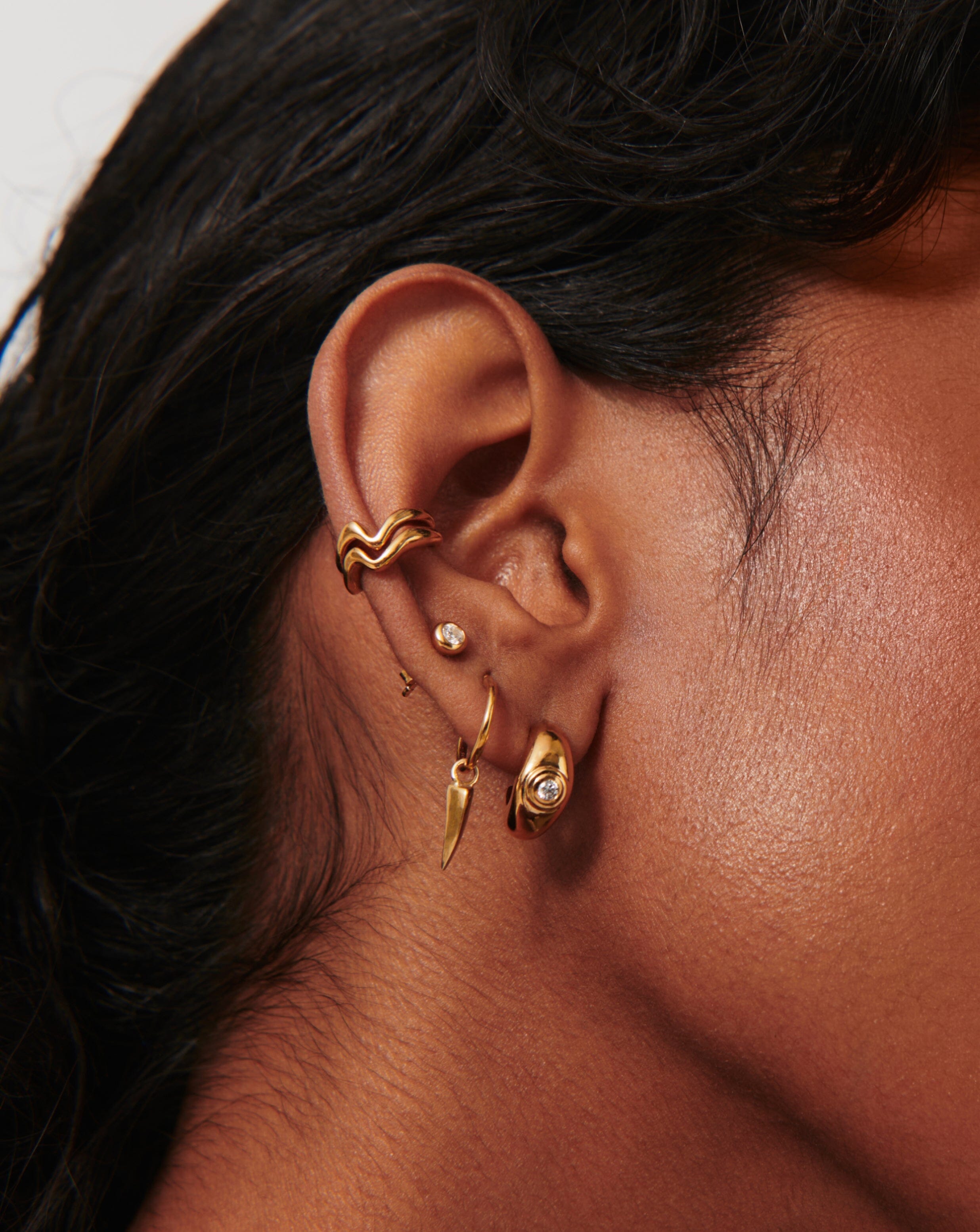 Stone Dome Mini Hoop Earrings | 18ct Gold Plated/Cubic Zirconia Earrings Missoma 