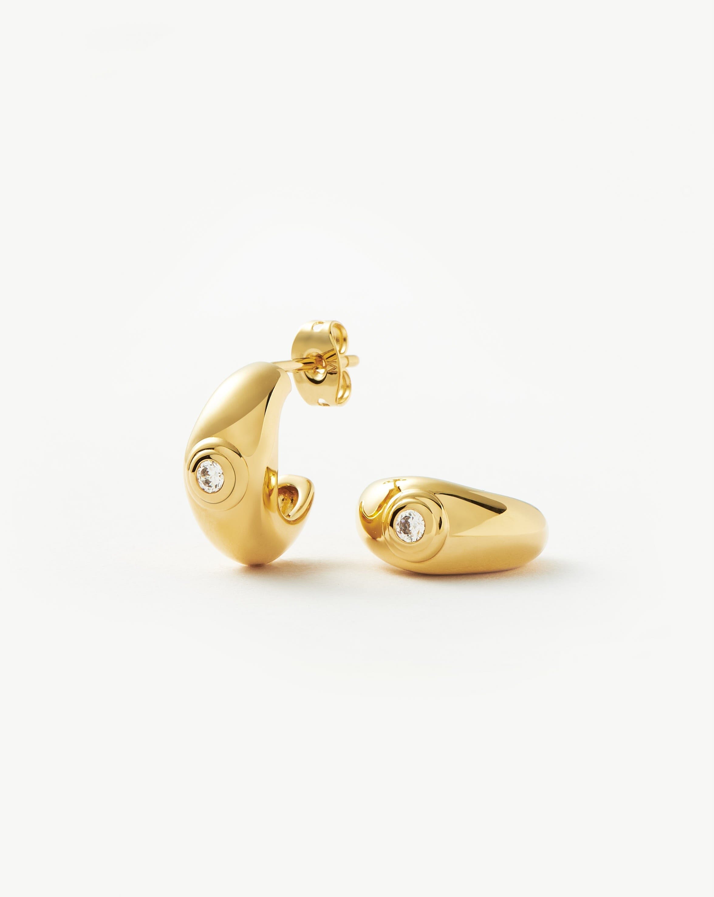 Stone Dome Mini Hoop Earrings | 18ct Gold Plated/Cubic Zirconia