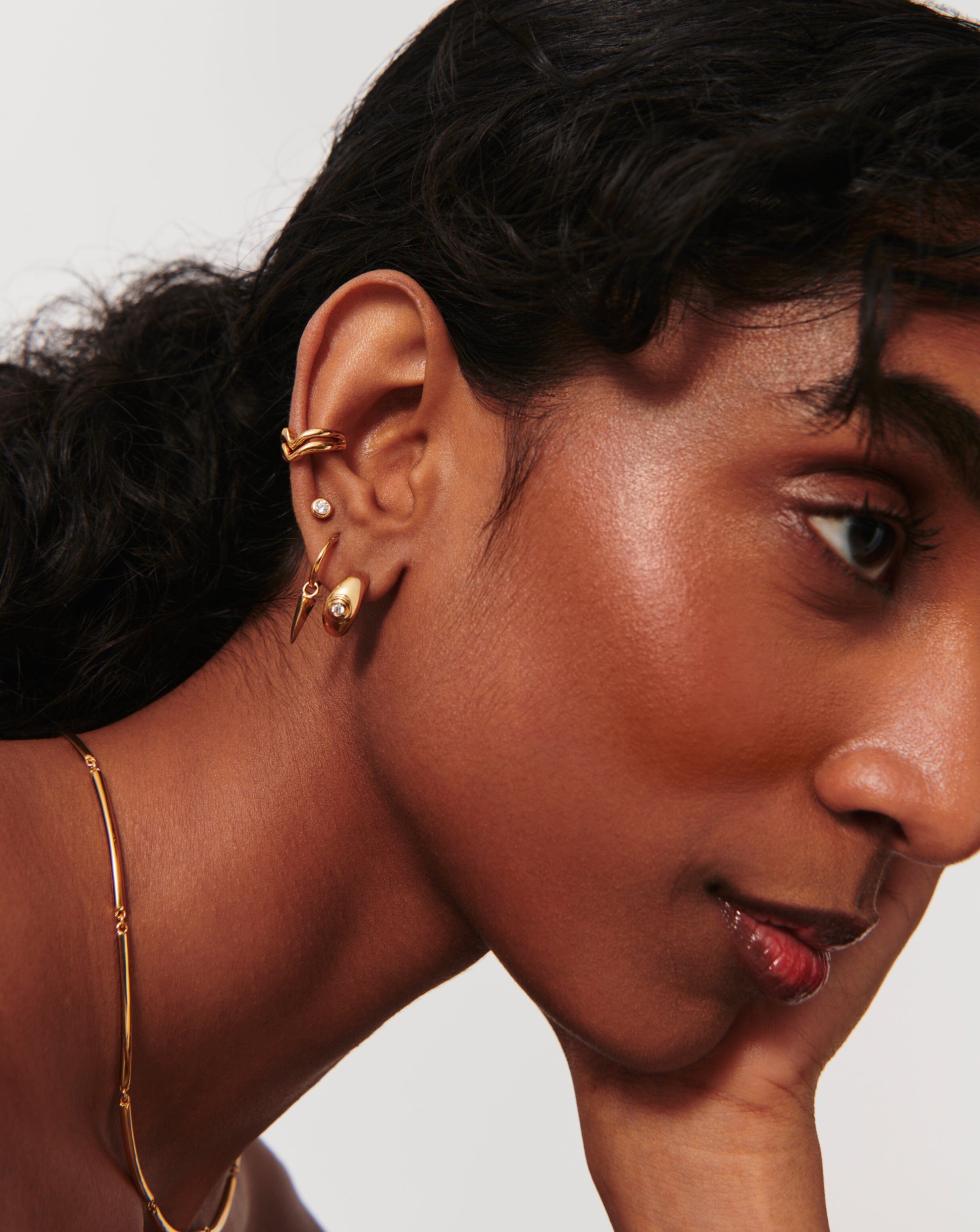 Stone Dome Mini Hoop Earrings | 18ct Gold Plated/Cubic Zirconia Earrings Missoma 