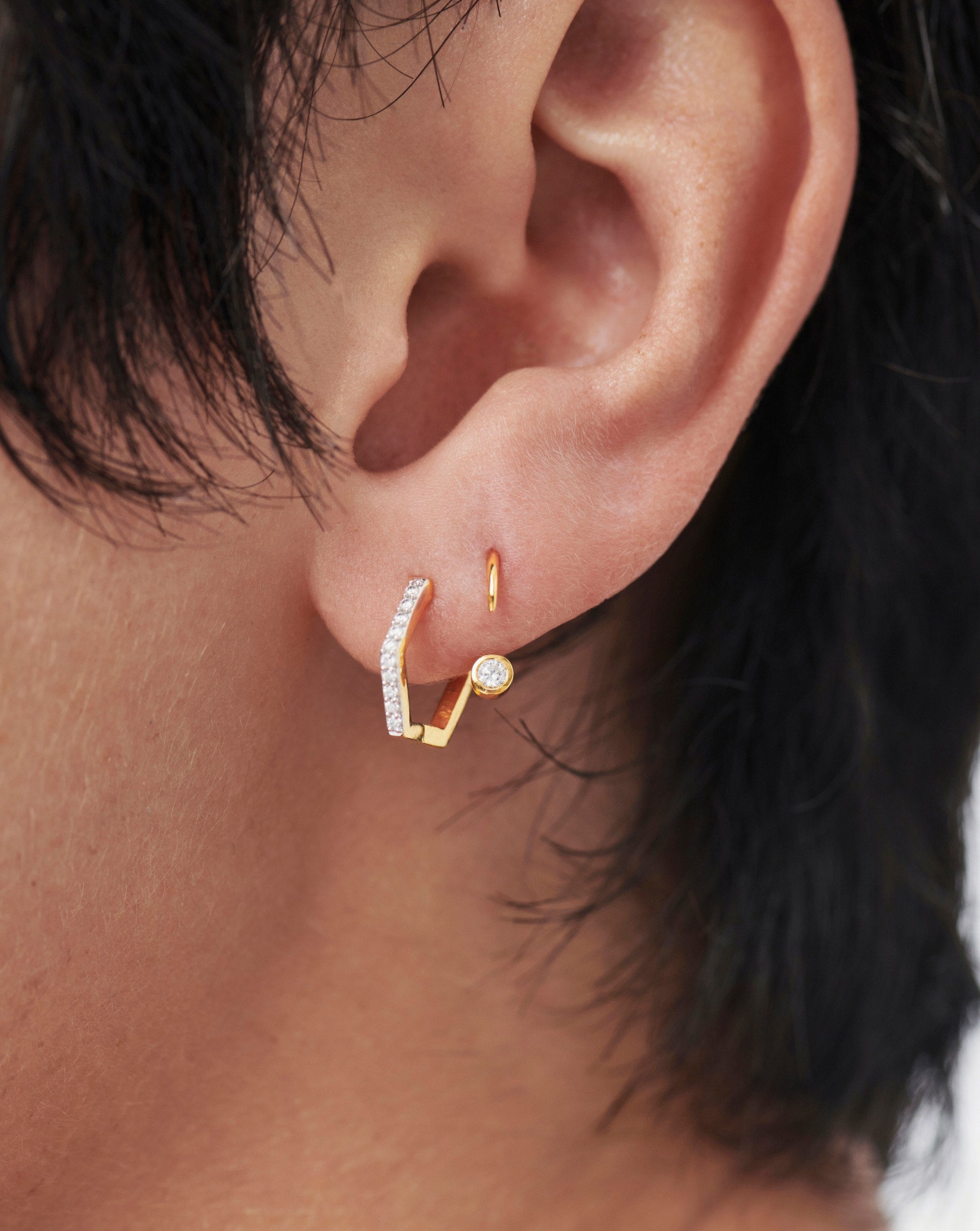 Thread Stone Huggies | 18ct Gold Plated Vermeil/Cubic Zirconia Earrings Missoma 
