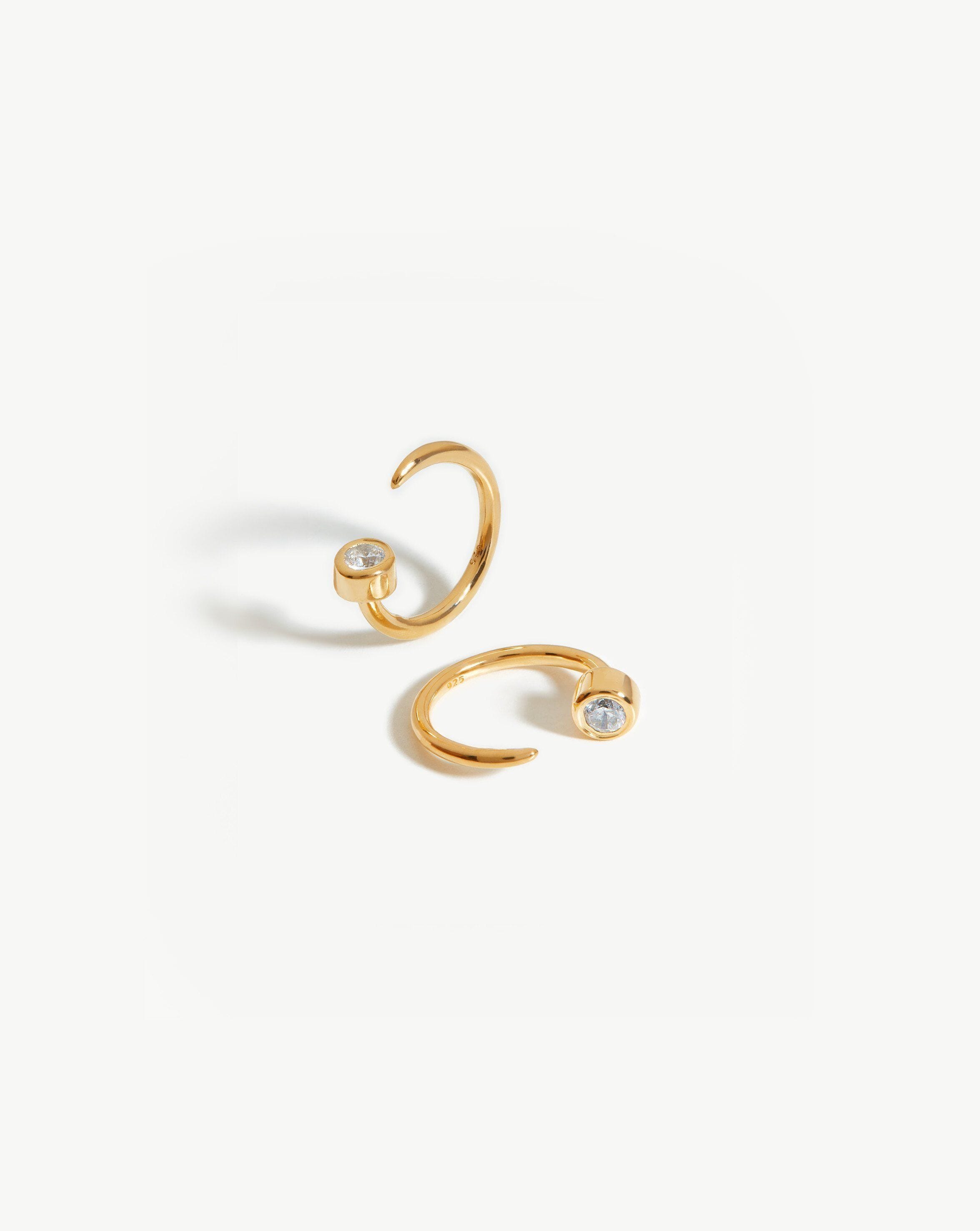 Thread Stone Huggies | 18ct Gold Plated Vermeil/Cubic Zirconia Earrings Missoma 