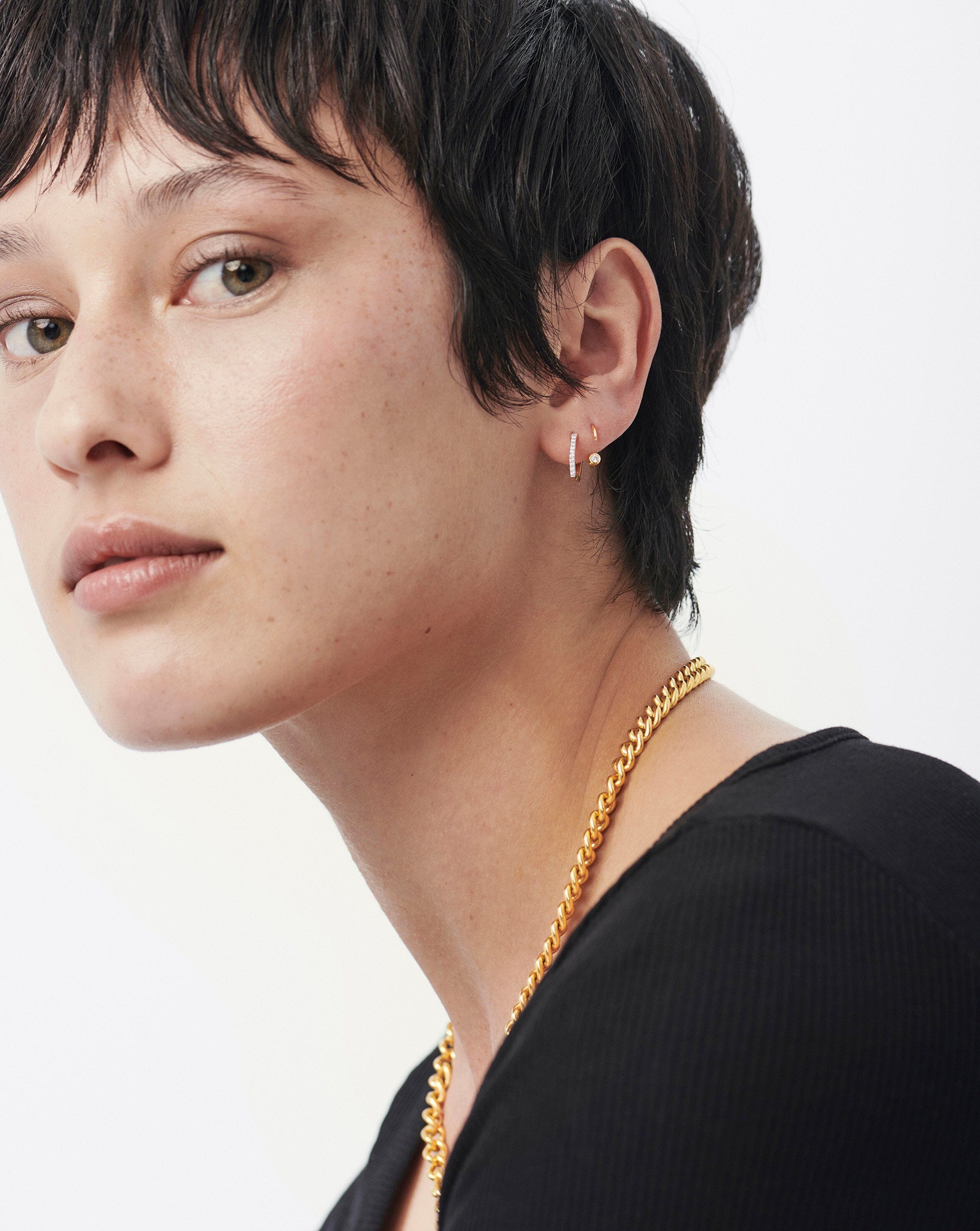 Thread Stone Huggies | 18ct Gold Plated Vermeil/Cubic Zirconia Earrings Missoma 