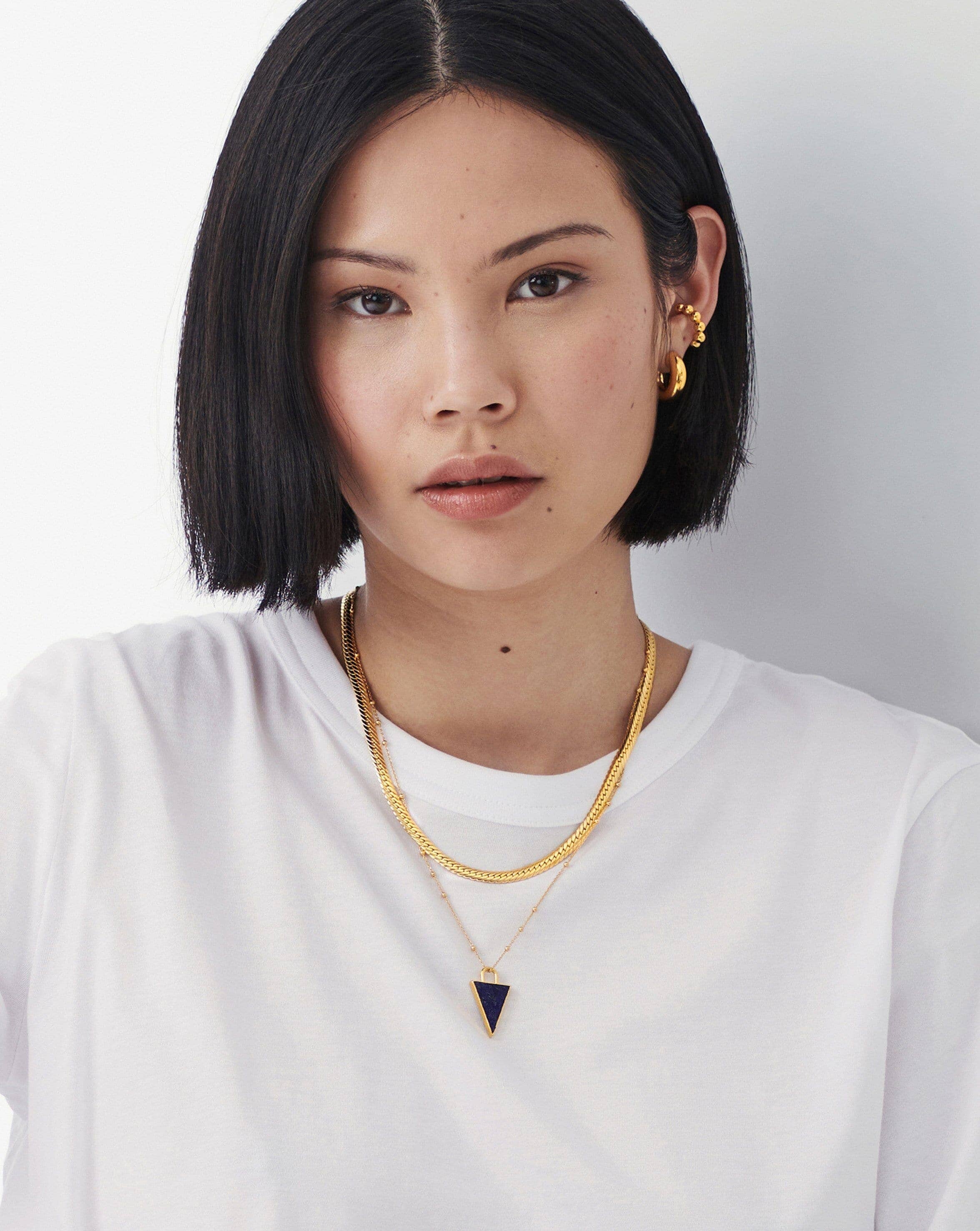 Triangle Pendant Chain Necklace | 18ct Gold Plated/Lapis Necklaces Missoma 