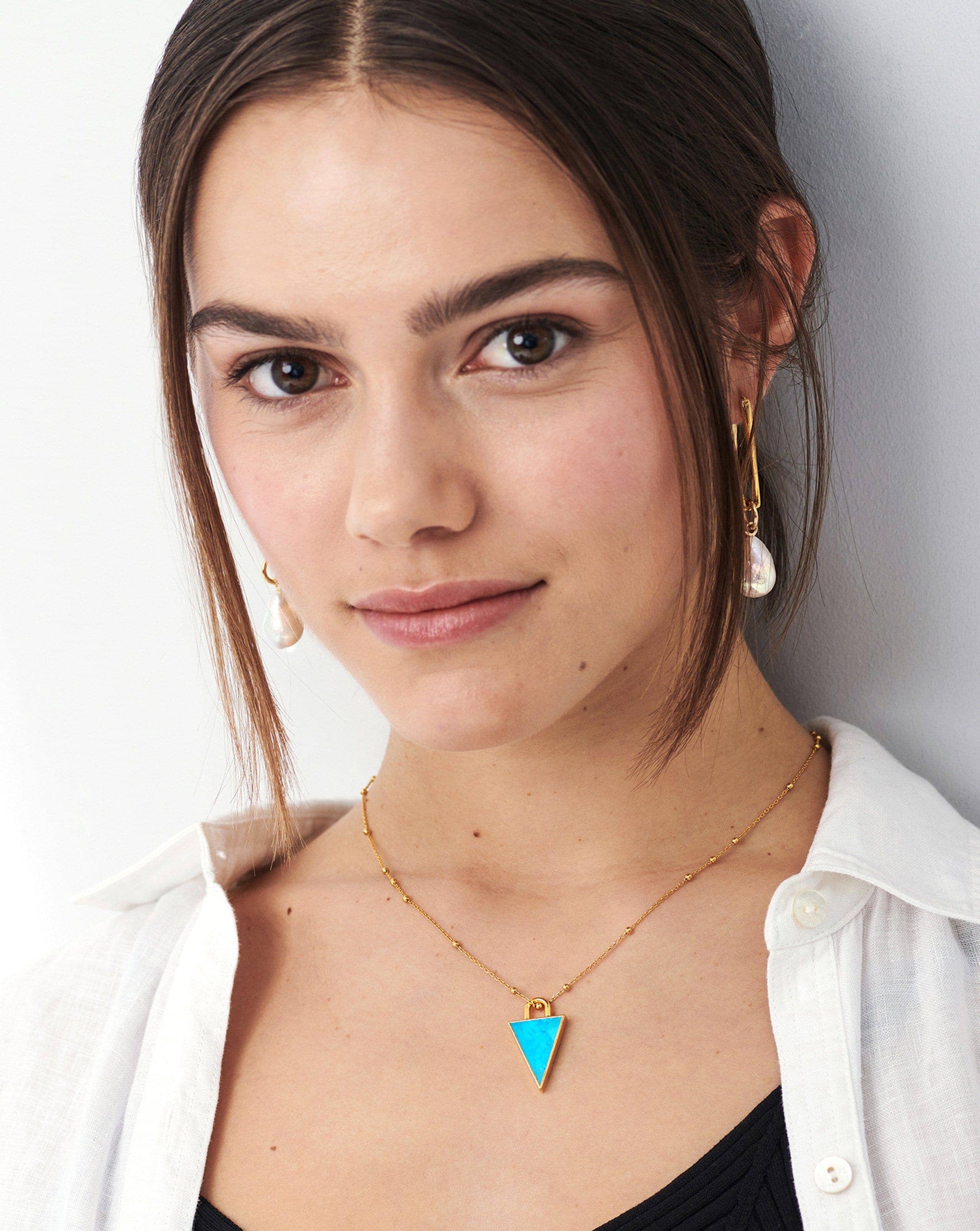 Triangle Pendant Chain Necklace | 18ct Gold Plated/Turquoise Necklaces Missoma 