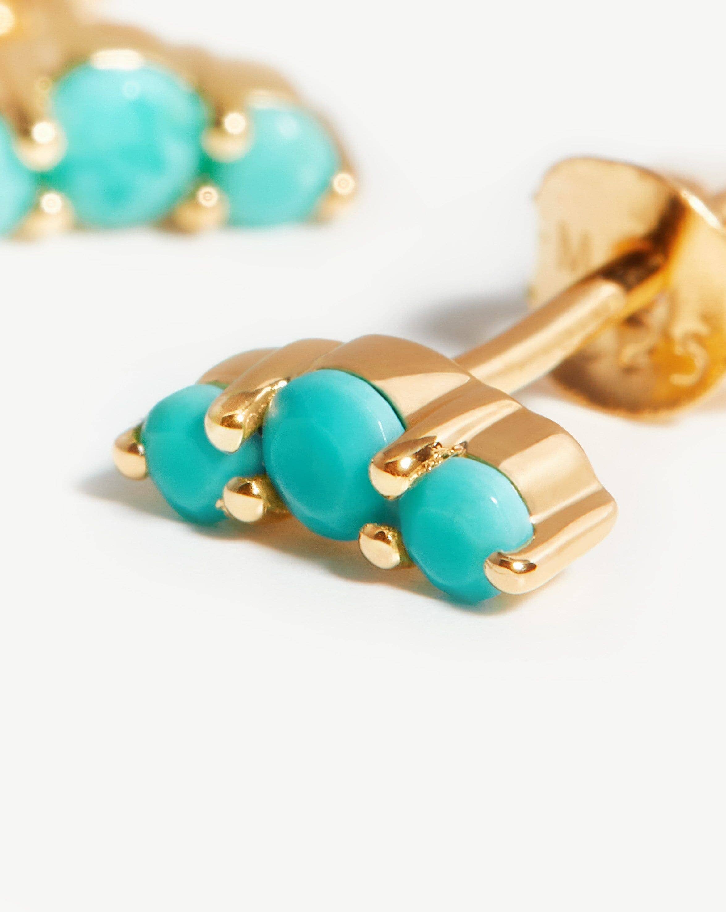Trio Stud Earrings | 18ct Gold Plated Vermeil/Turquoise Earrings Missoma 