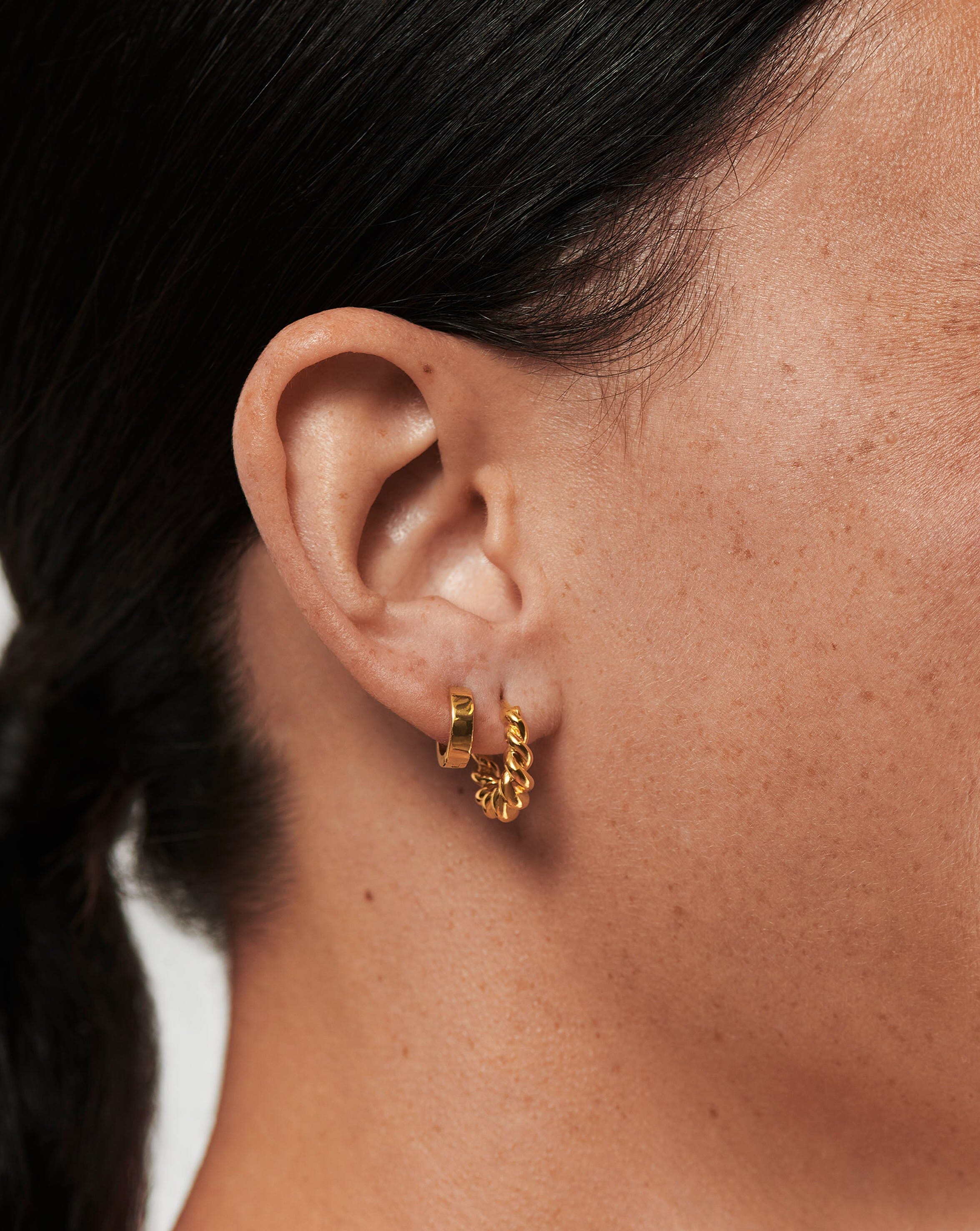 Twisted & Chubby Huggies Earring Set | 18ct Gold Plated Vermeil Earrings Missoma 