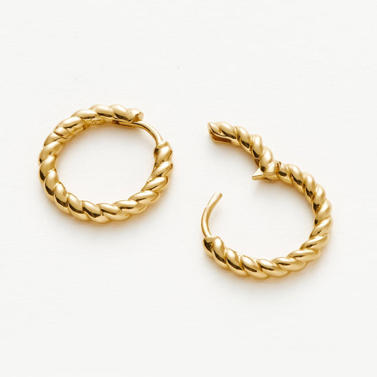 Twisted Helical Small Hoop Earrings | 18ct Gold Plated Vermeil Earrings Missoma 