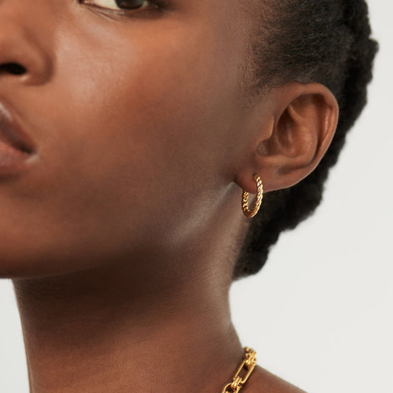 Twisted Helical Small Hoop Earrings | 18ct Gold Plated Vermeil Earrings Missoma 
