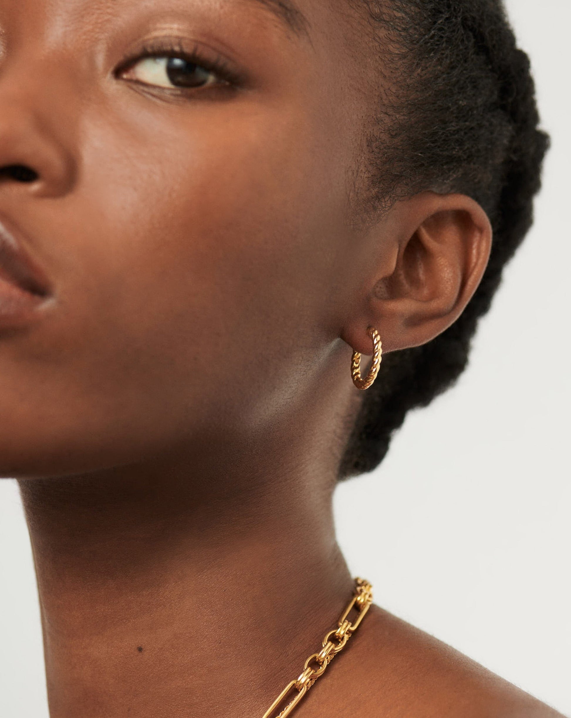 Twisted Helical Small Hoop Earrings | 18ct Gold Plated Vermeil Earrings Missoma 