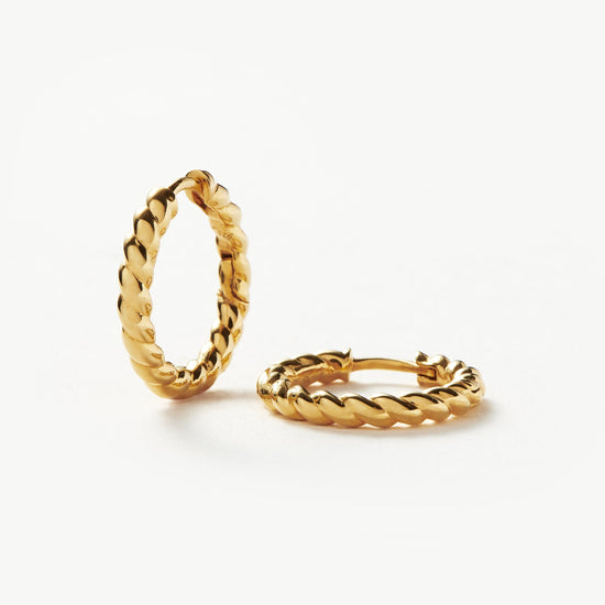 Twisted Helical Small Hoop Earrings | 18ct Gold Plated Vermeil Earrings Missoma 