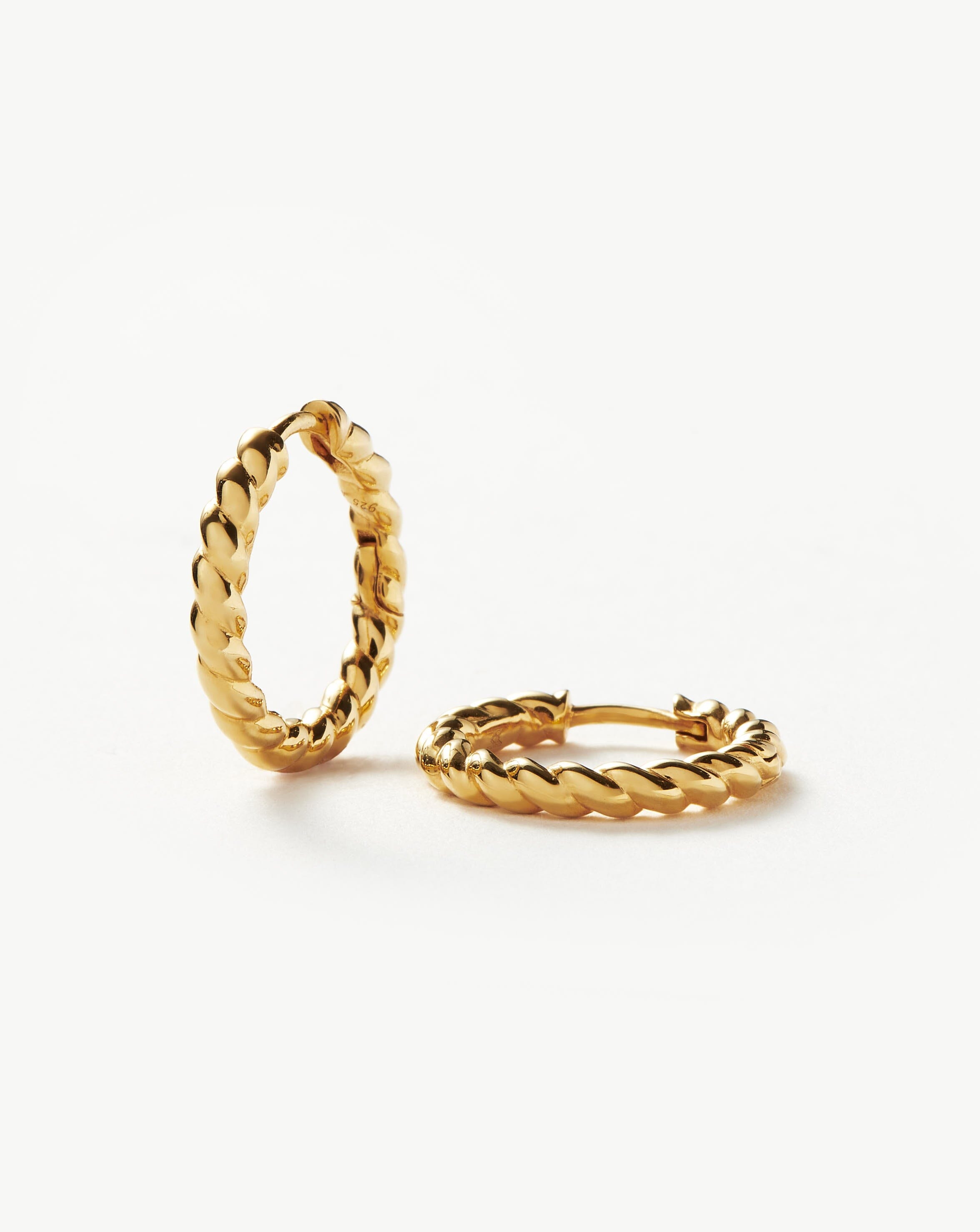 Twisted Helical Small Hoop Earrings | 18ct Gold Plated Vermeil Earrings Missoma 