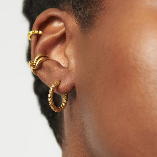 Twisted Helical Small Hoop Earrings | 18ct Gold Plated Vermeil Earrings Missoma 