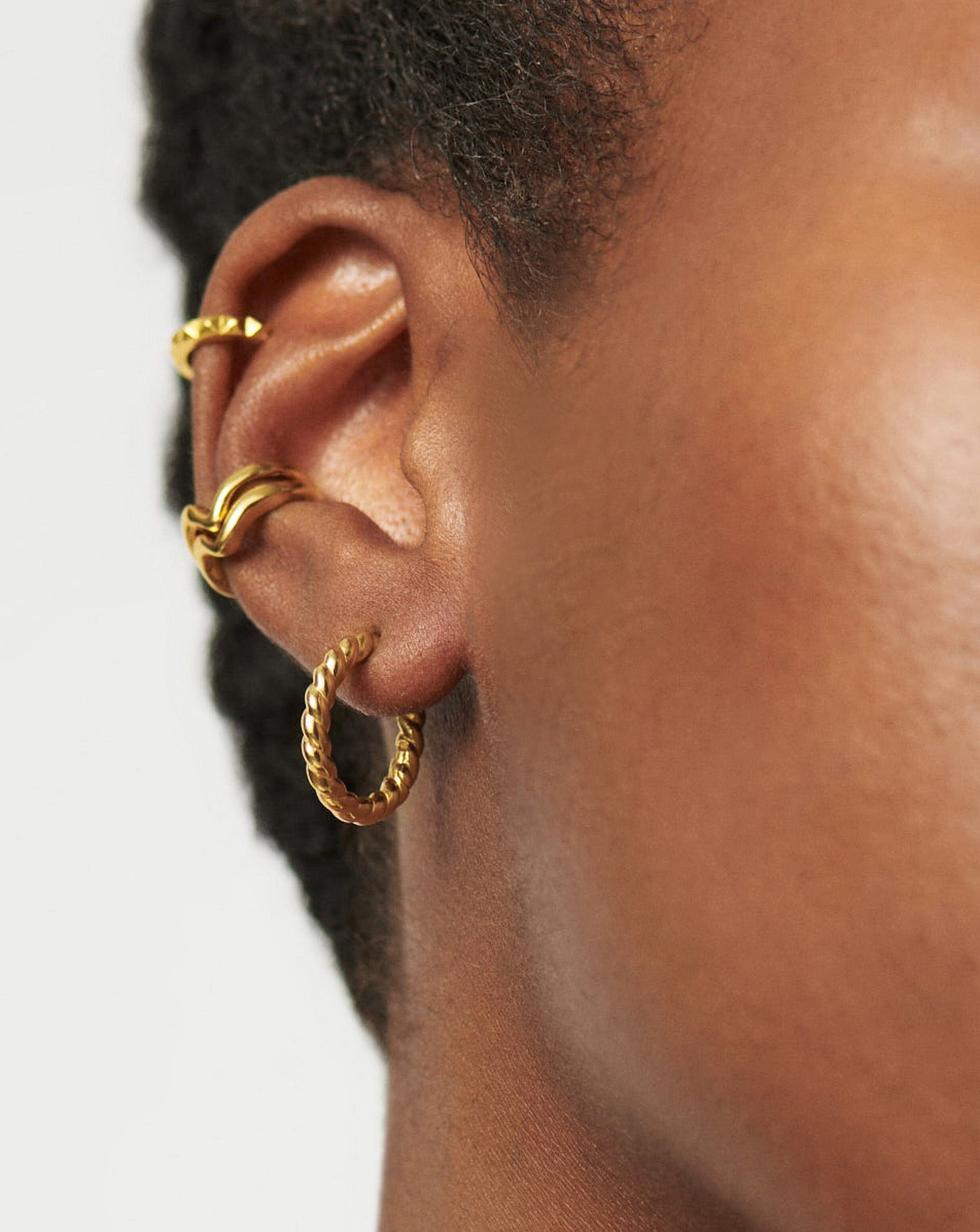 Twisted Helical Small Hoop Earrings | 18ct Gold Plated Vermeil Earrings Missoma 