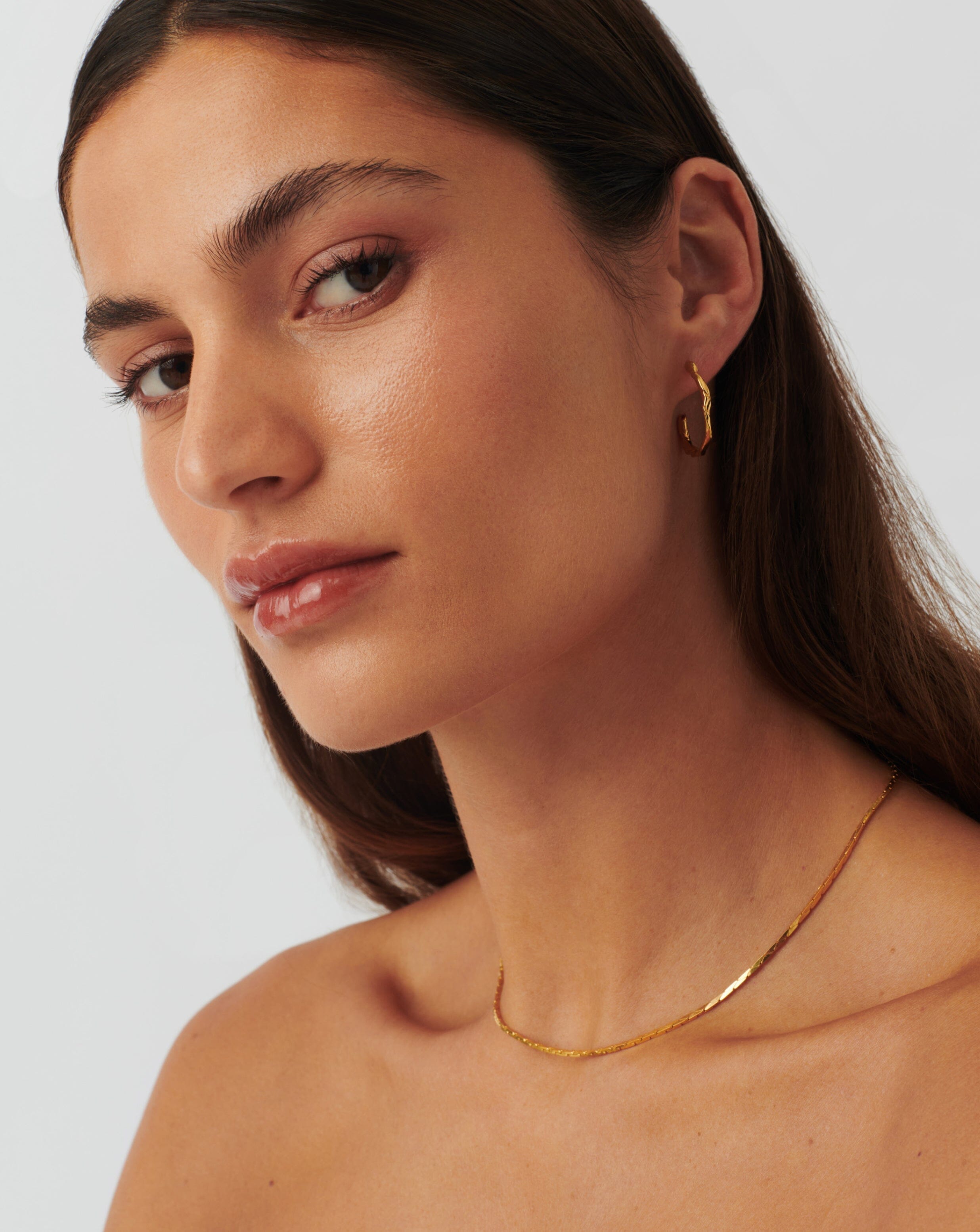 Twisted Medium Hoop Earrings 18ct Gold Plated Vermeil Earrings