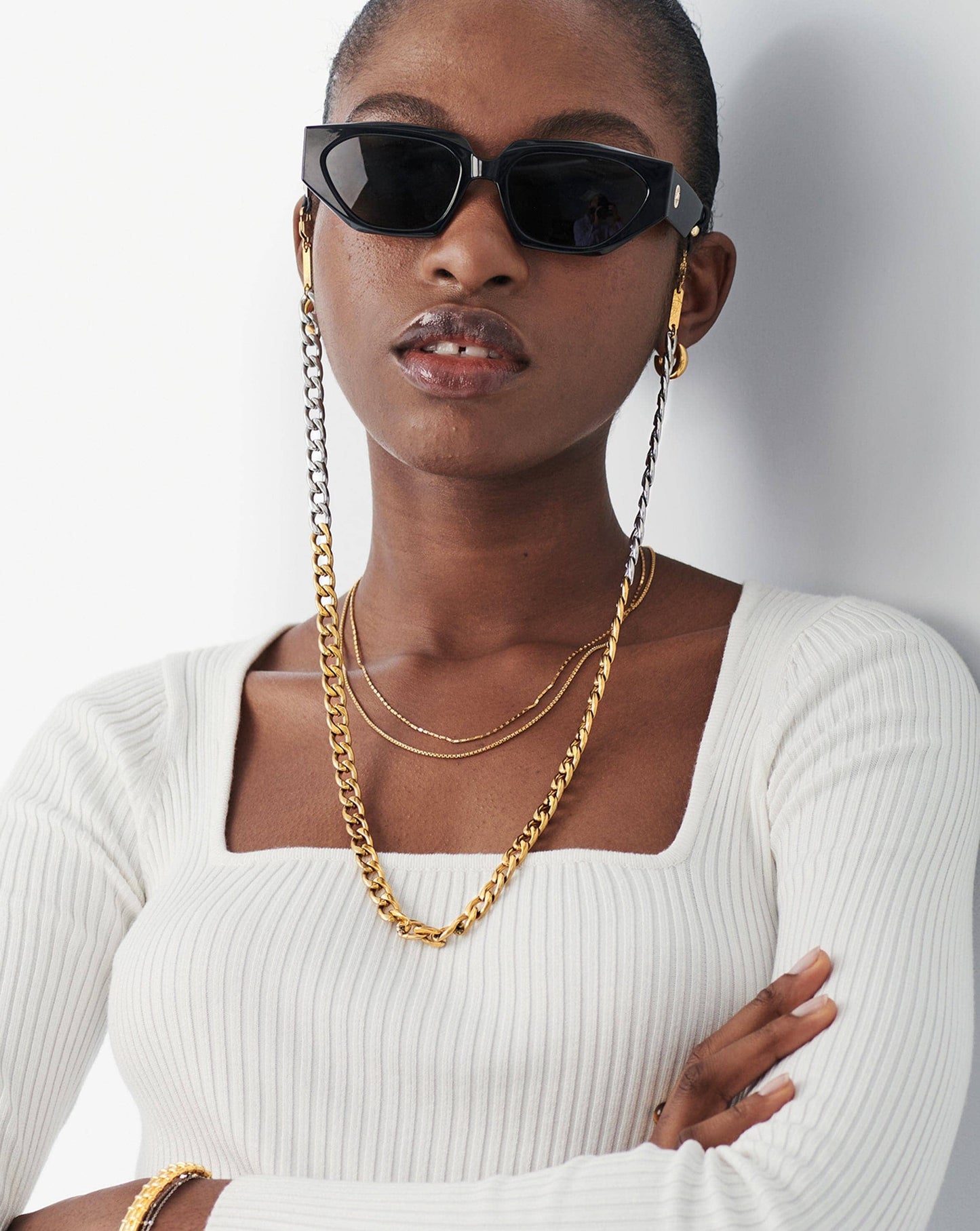 Two Tone Curb Eyewear Chain | 18ct Gold Plated/Silver Plated Accessories Missoma 