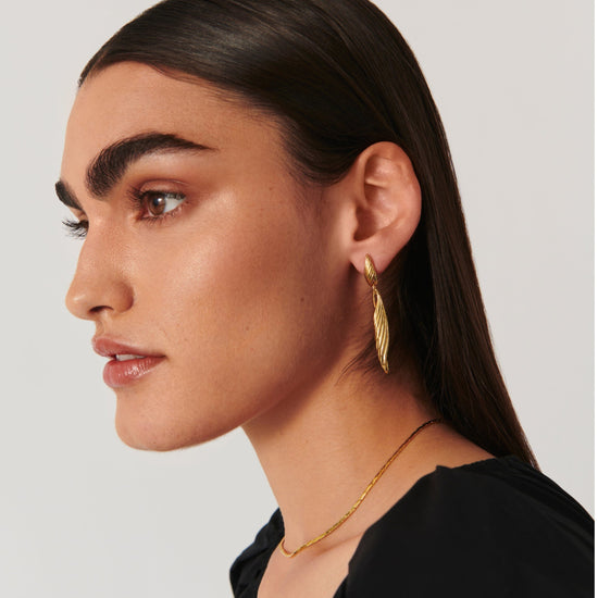 Wavy Ridge Double Drop Earrings Earrings Missoma 