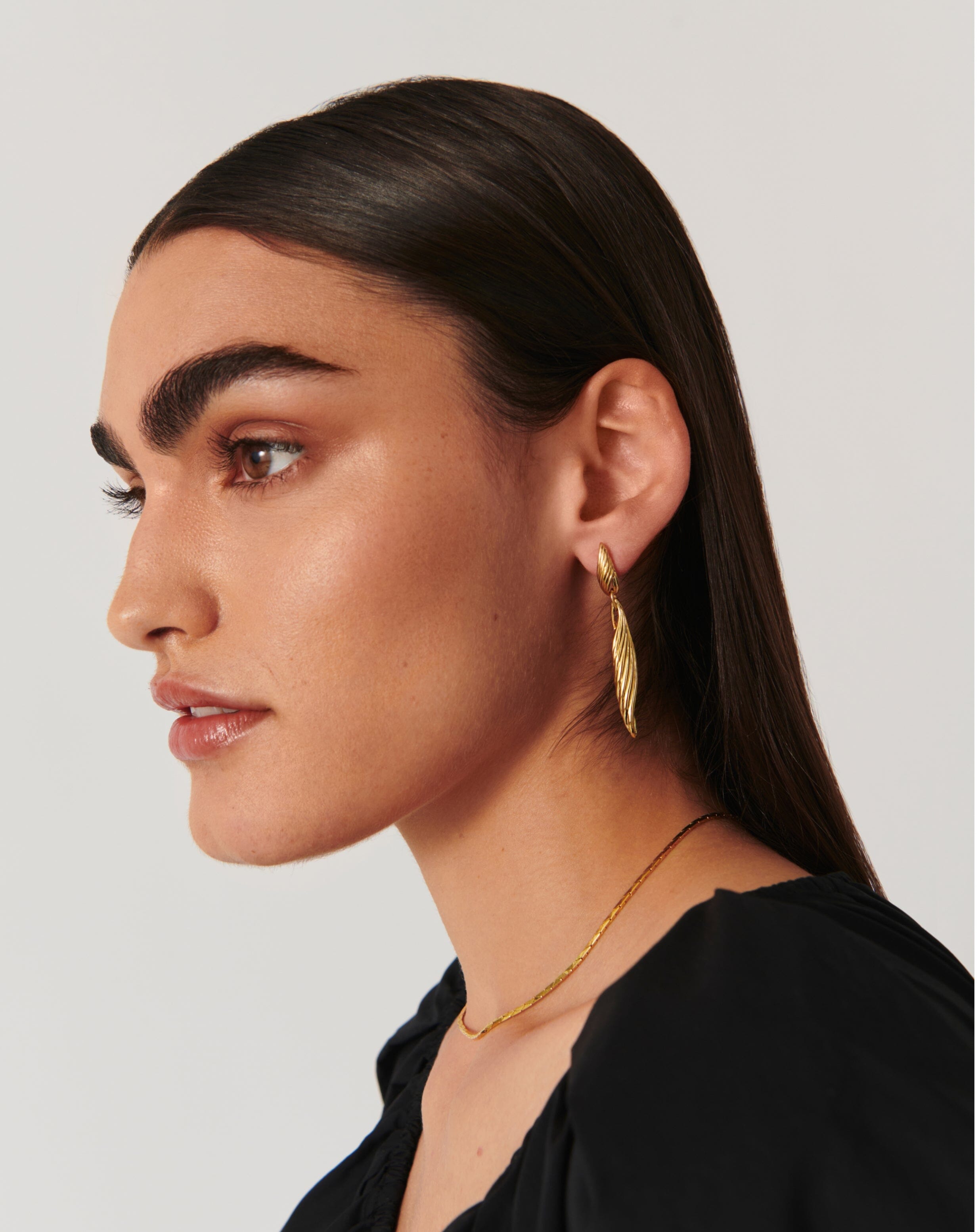 Wavy Ridge Double Drop Earrings Earrings Missoma 