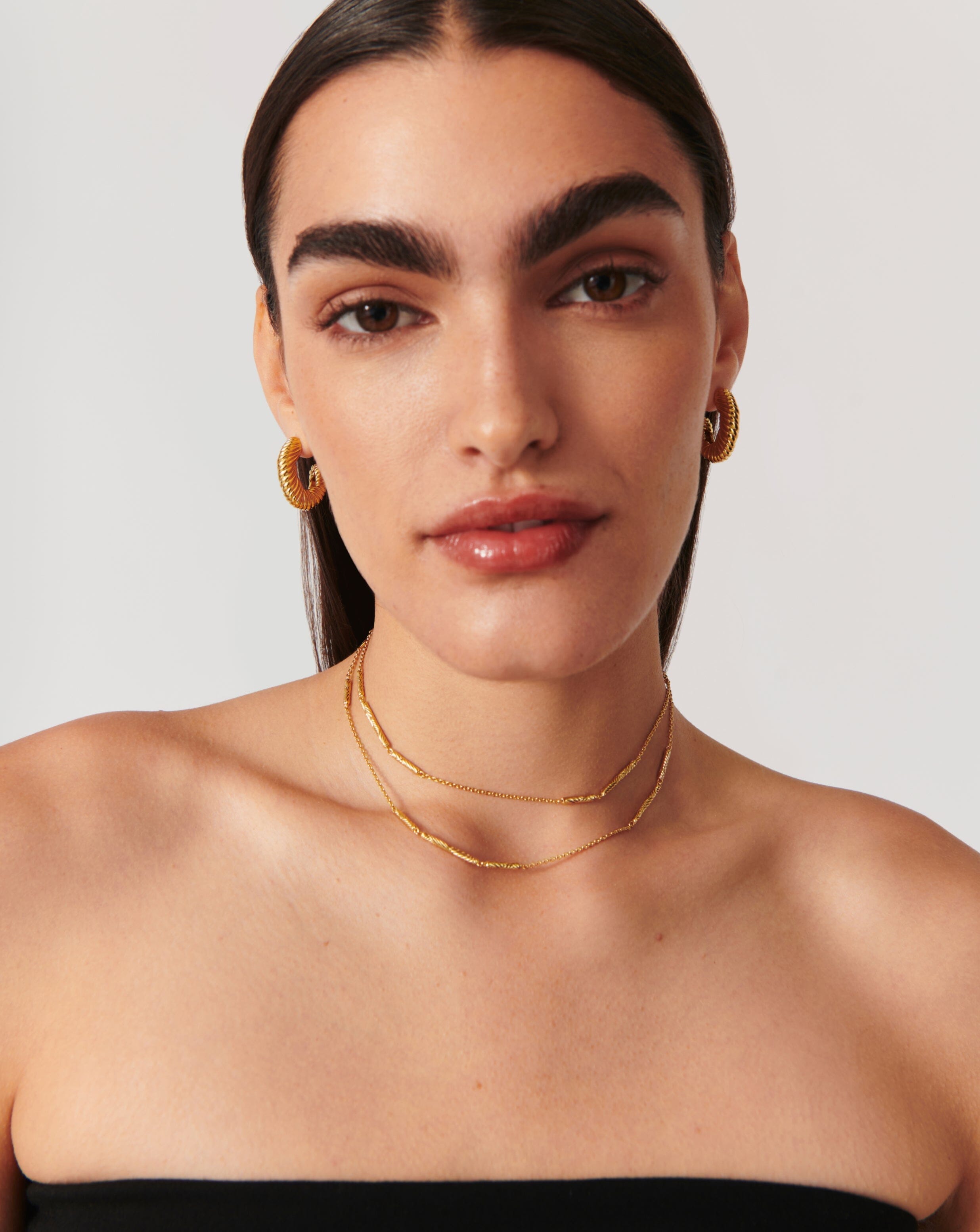 Choker necklace with shop long chain
