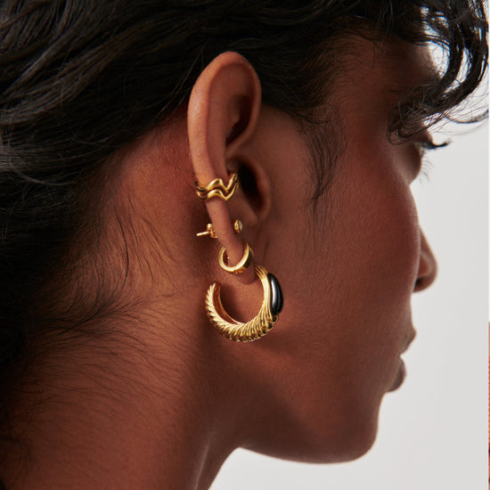 Wavy Ridge Gemstone Medium Hoop Earrings Earrings Missoma 