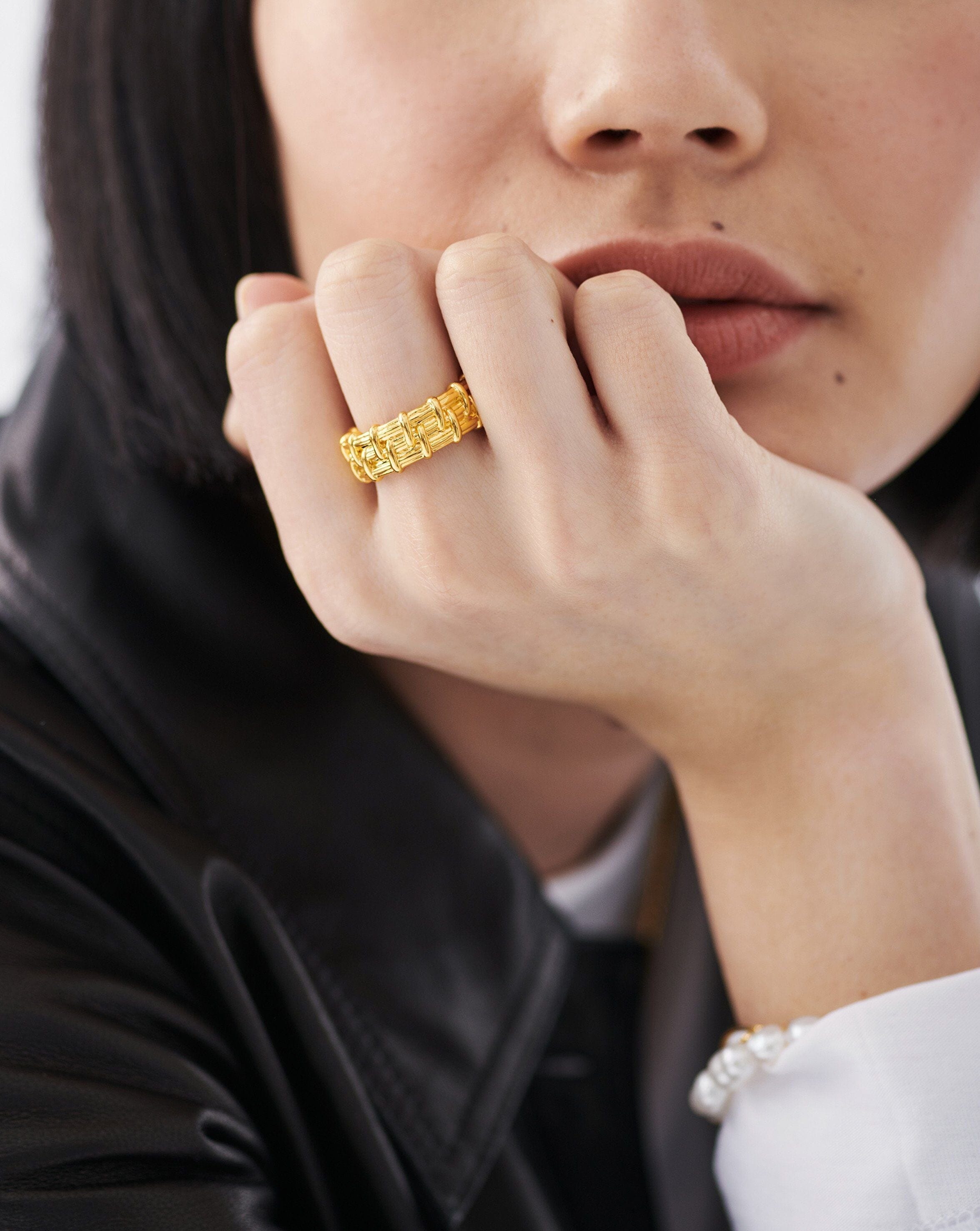 Wide Raffia Ring | 18ct Gold Plated Rings Missoma 